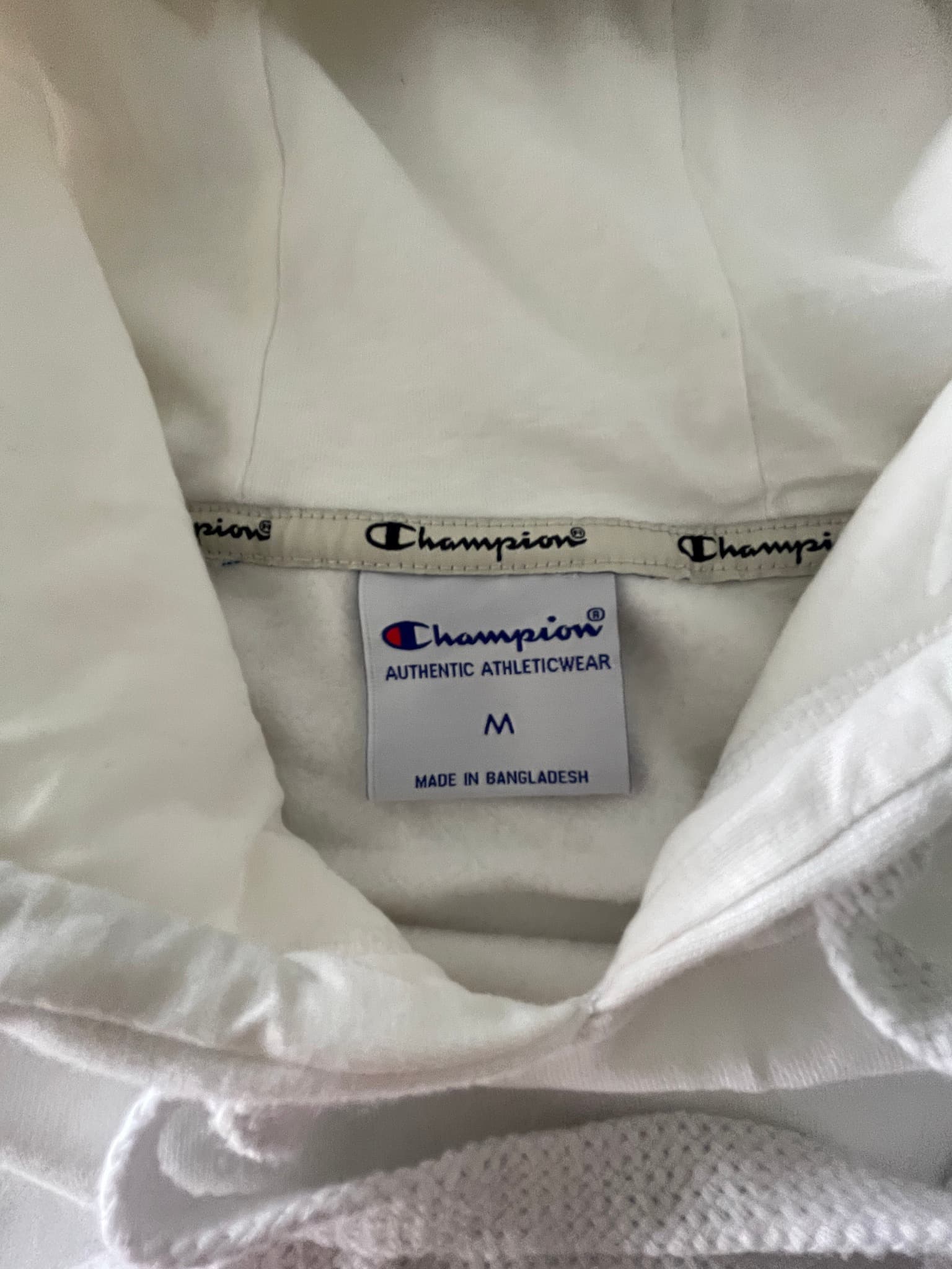 Champion Hoodie Logo Tape Stripe White Unisex M — photo 3 of 7