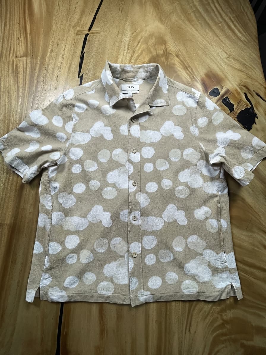 COS Short Sleeve Shirt Textured Polka Dot Beige Men's L — photo 1 of 7