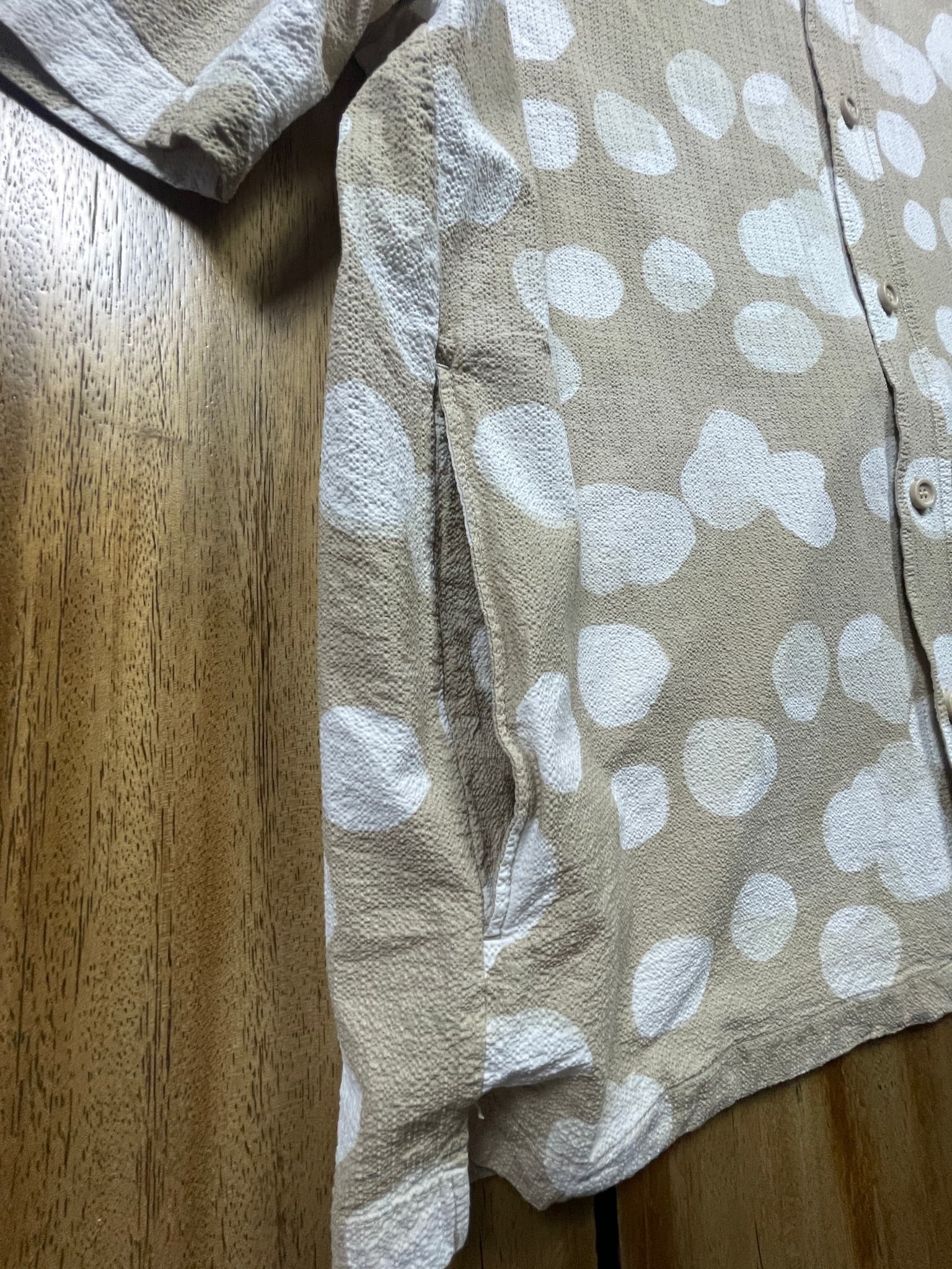 COS Short Sleeve Shirt Textured Polka Dot Beige Men's L — photo 4 of 7