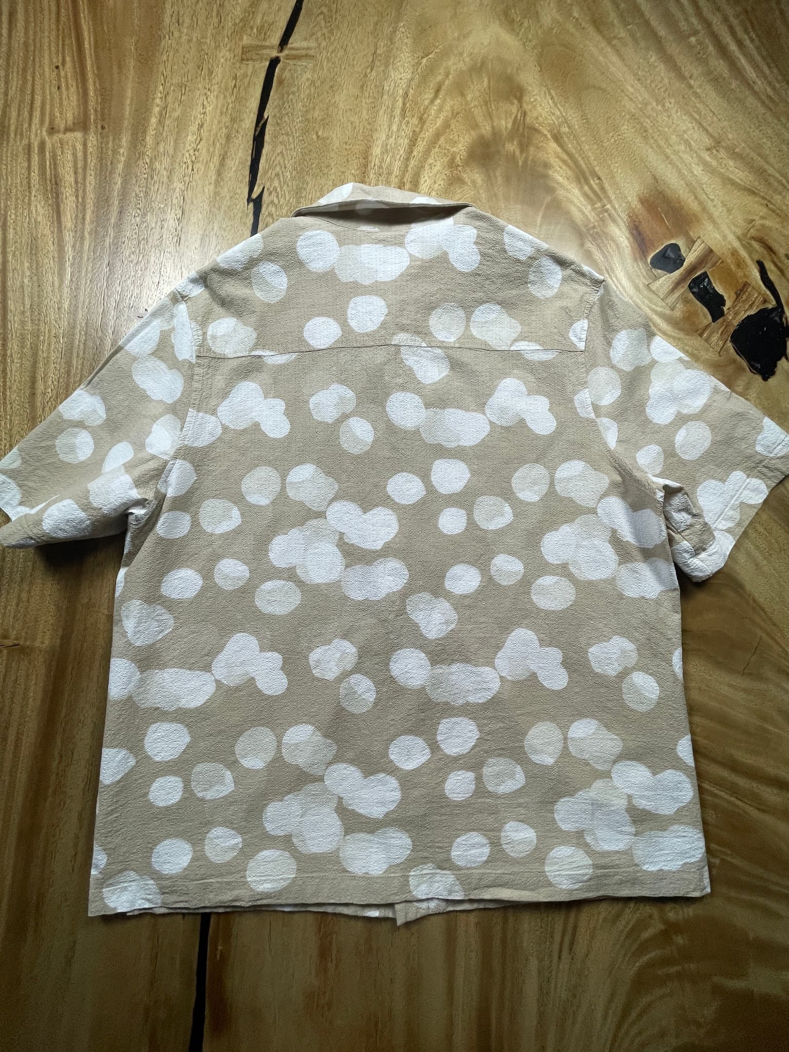 COS Short Sleeve Shirt Textured Polka Dot Beige Men's L — photo 7 of 7