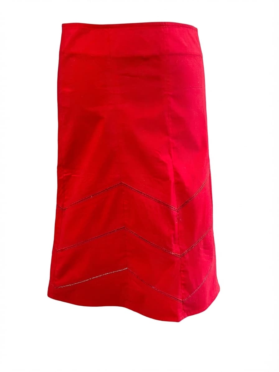 Esprit A-Line Midi Skirt Red With Chevron Detail Size 10 — photo 1 of 8