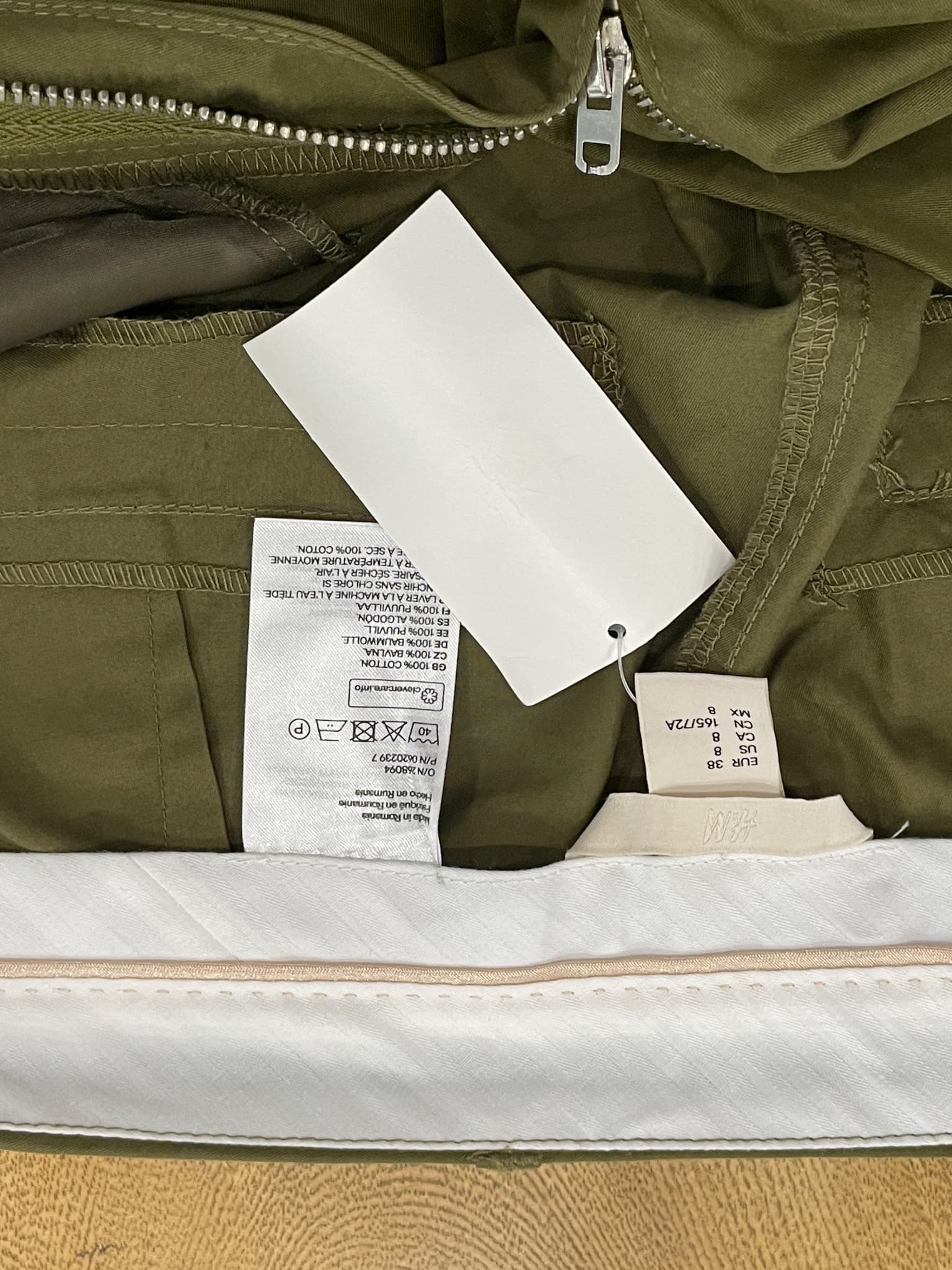 H&M Wide Leg Cotton Trousers Olive Green Size 10 — photo 4 of 10