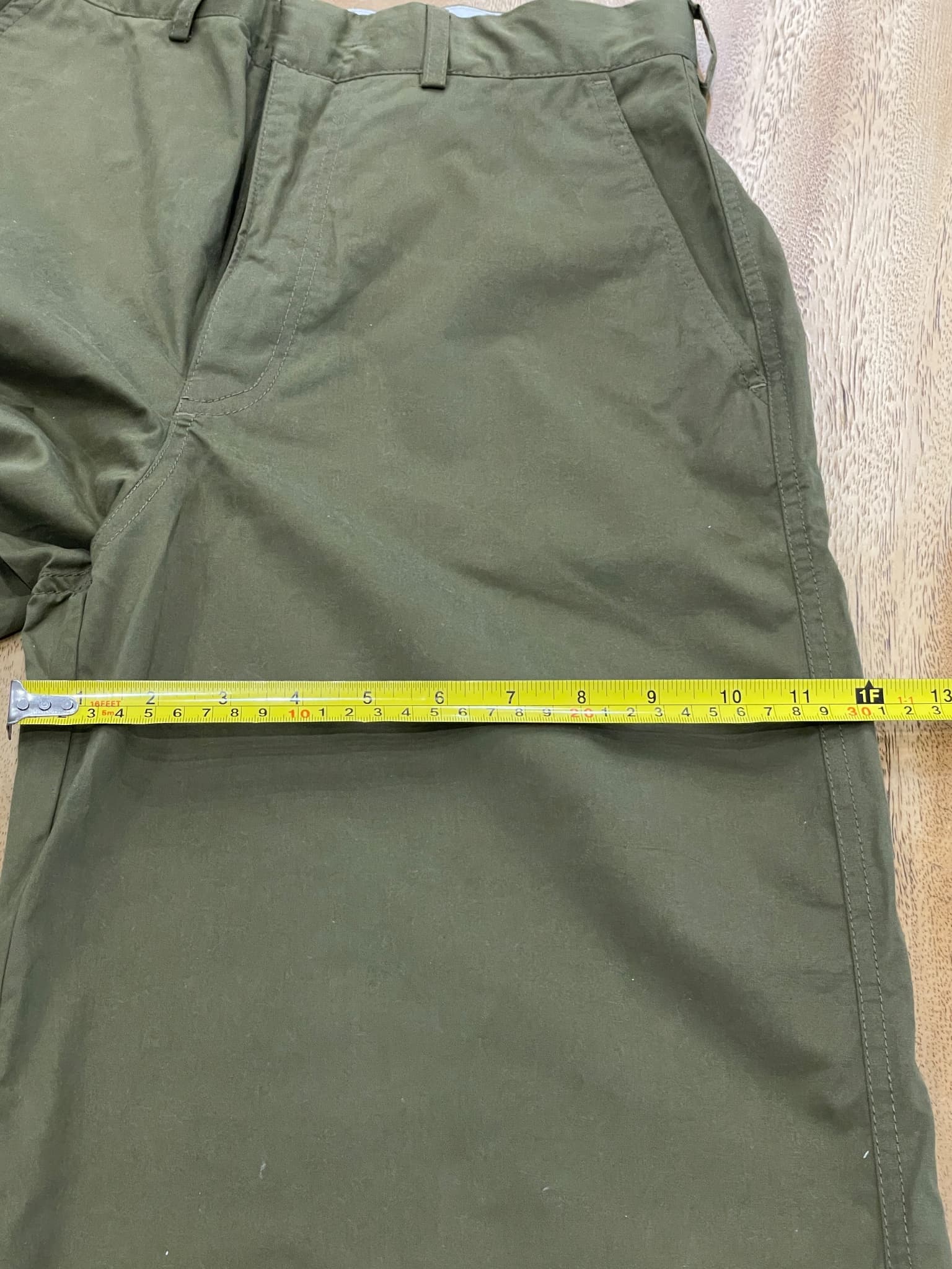 H&M Wide Leg Cotton Trousers Olive Green Size 10 — photo 8 of 10