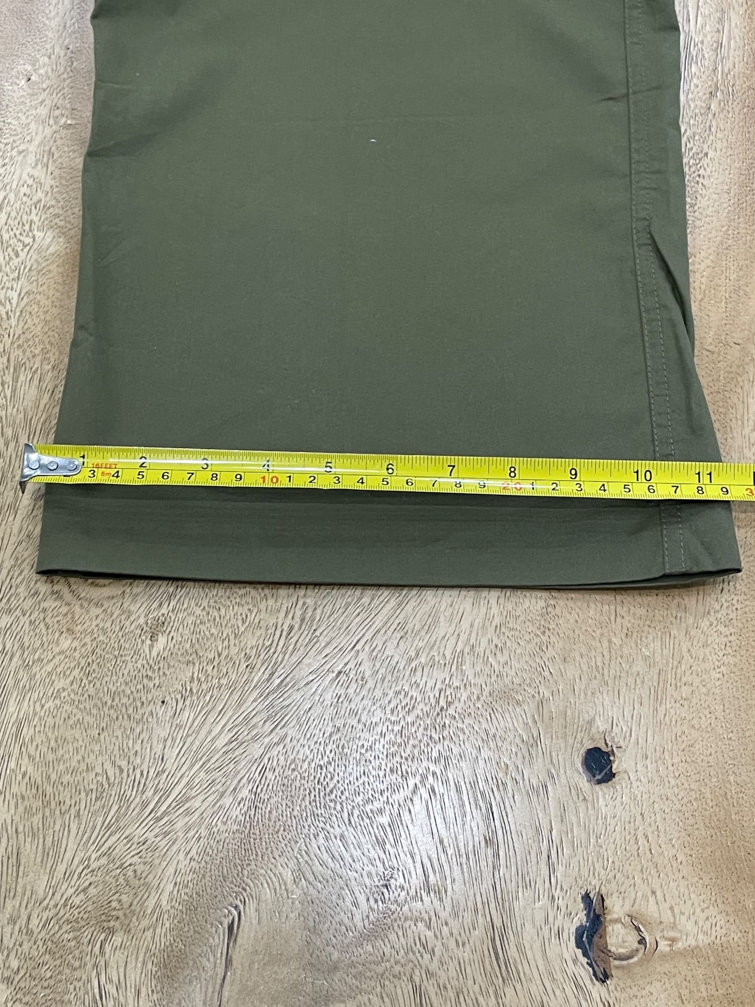 H&M Wide Leg Cotton Trousers Olive Green Size 10 — photo 9 of 10