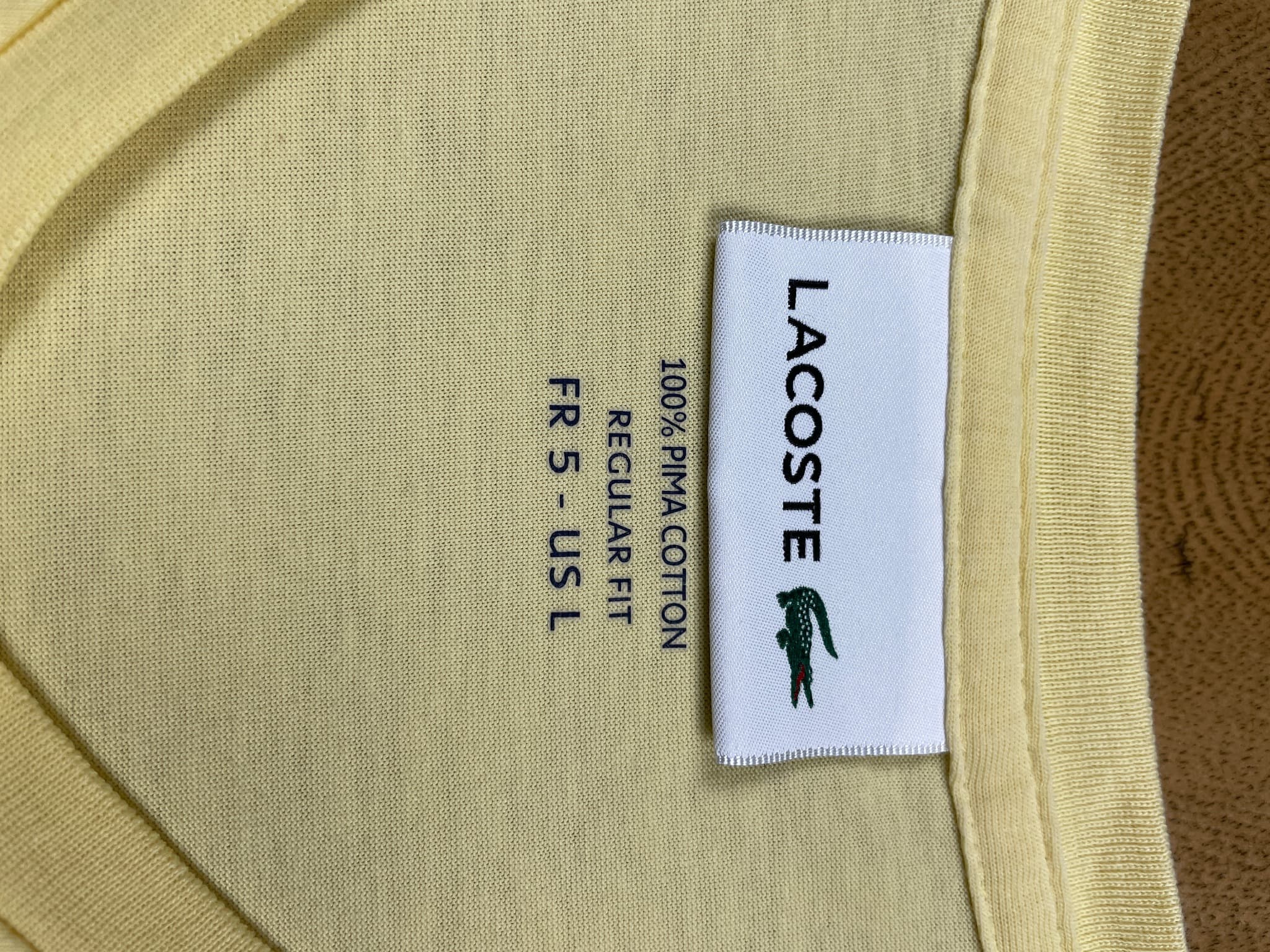 Lacoste Pima Cotton V-Neck T-Shirt Logo Yellow Men's L — photo 3 of 7