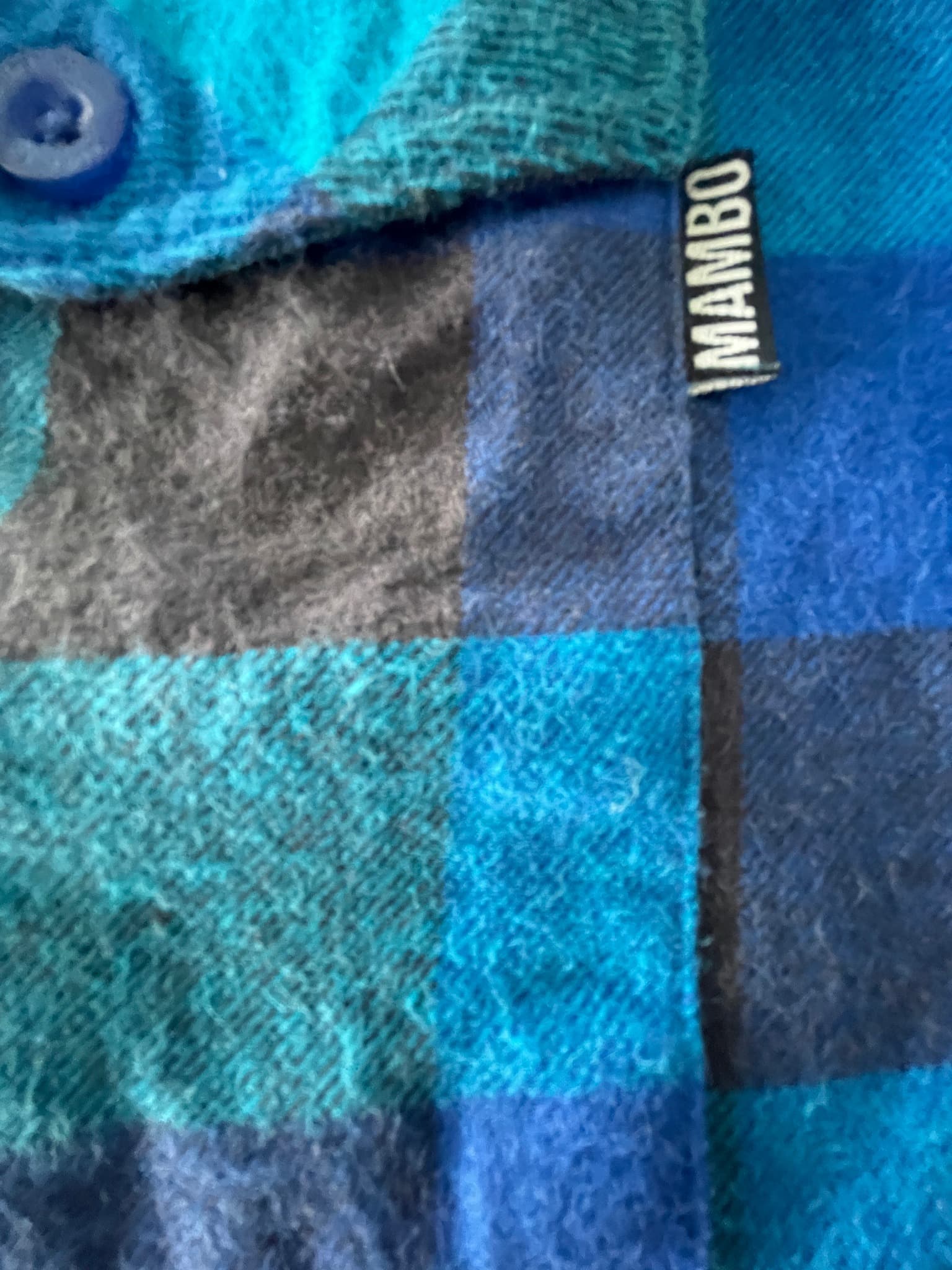 Mambo Plaid Flannel Long Sleeve Shirt Blue and Black Men's — photo 2 of 10