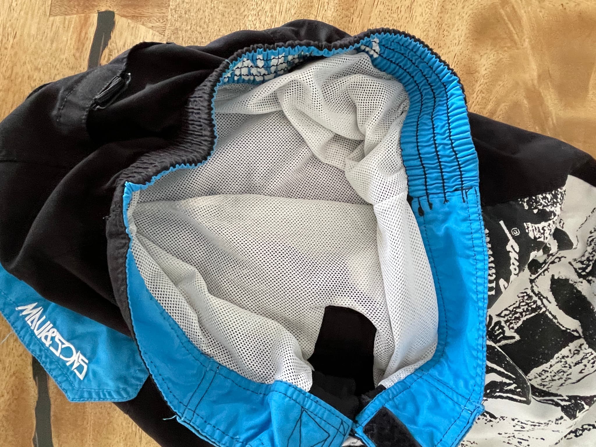 Maui and Sons Sharkman Hukilau Boardshorts Graphic Print Black White Blue Men's M — photo 6 of 9
