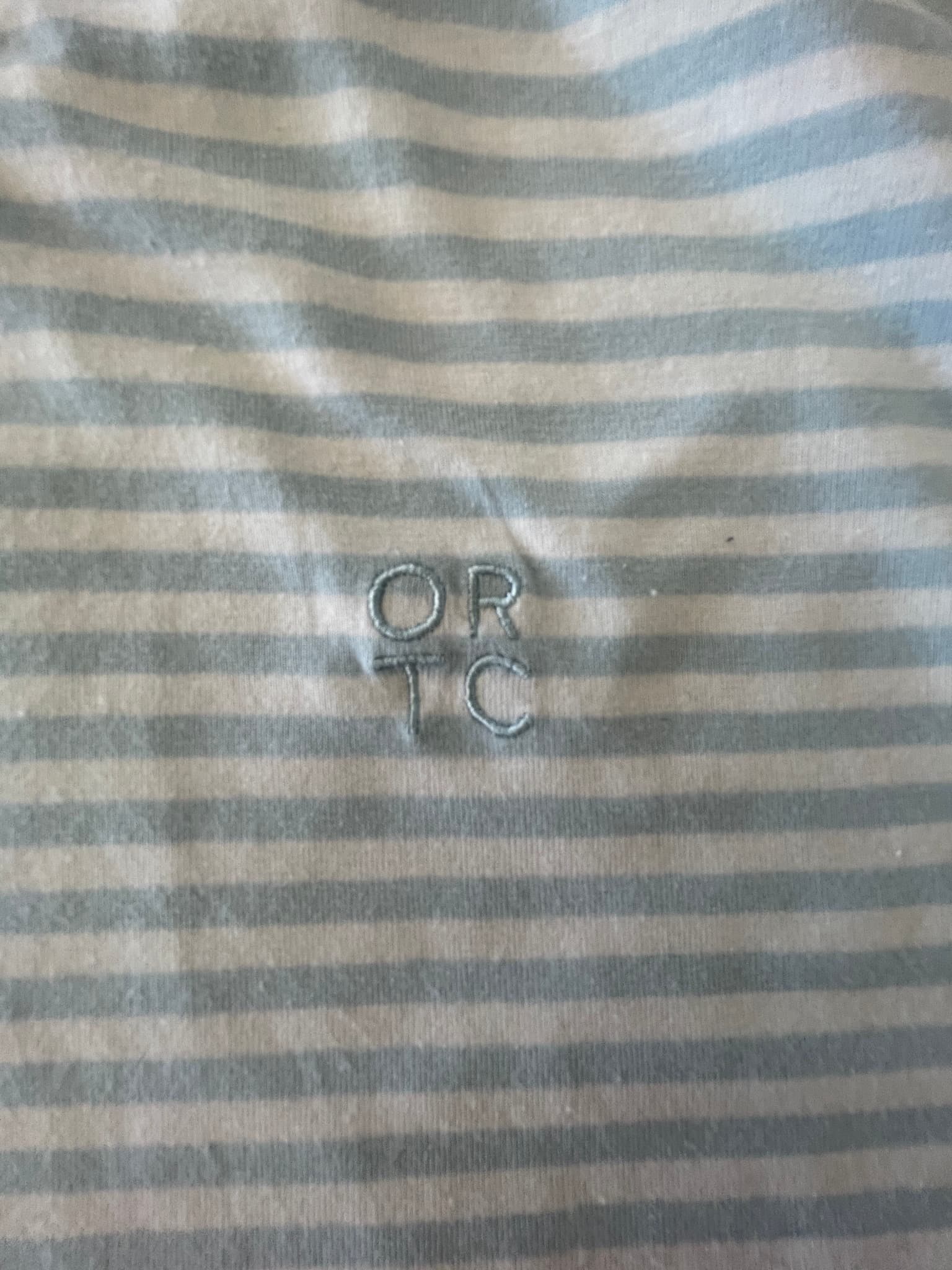 ORTC Striped T-Shirt Embroidered Logo Light Blue Oversize White Women's 10 — photo 2 of 9