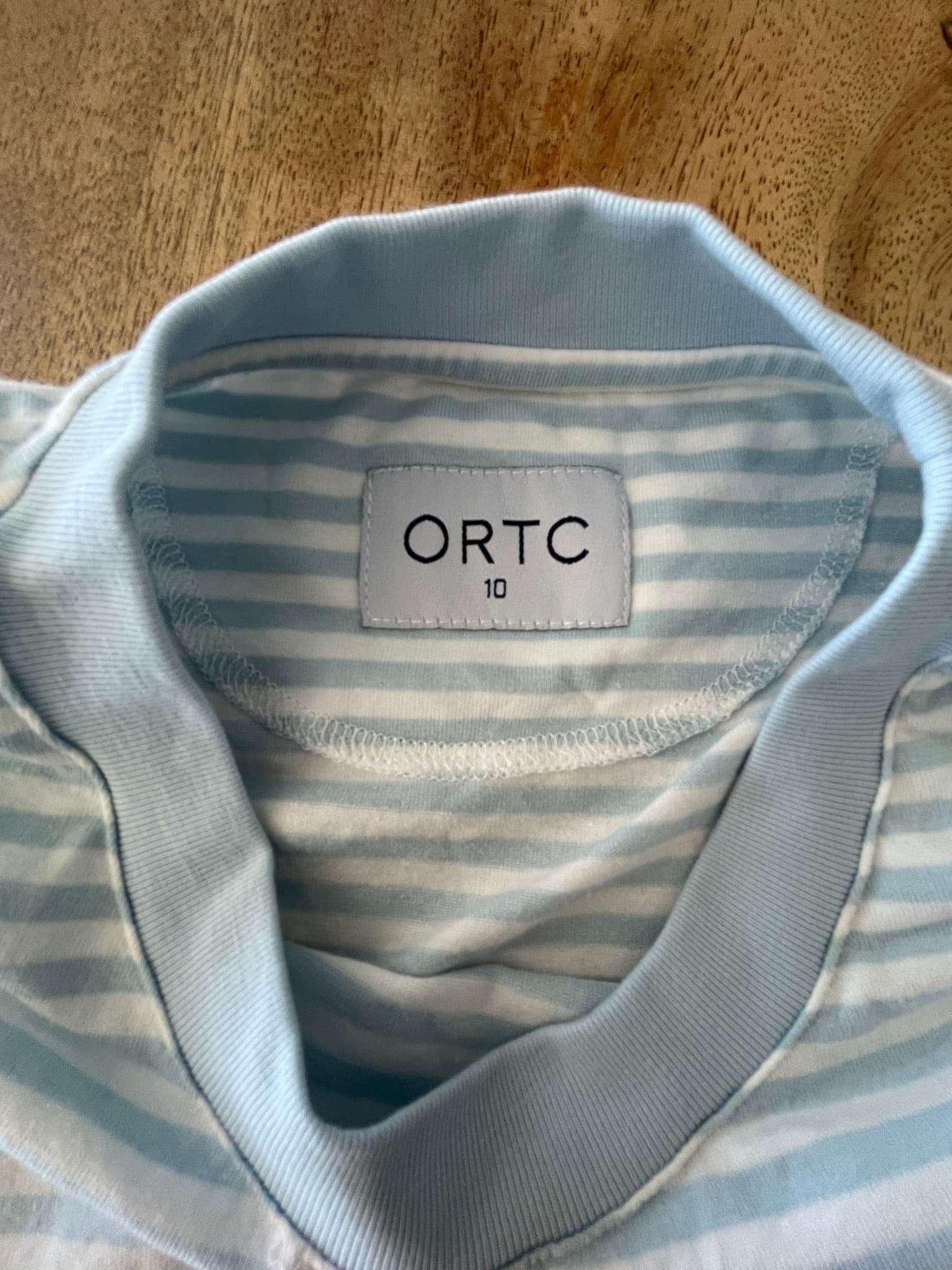 ORTC Striped T-Shirt Embroidered Logo Light Blue Oversize White Women's 10 — photo 3 of 9