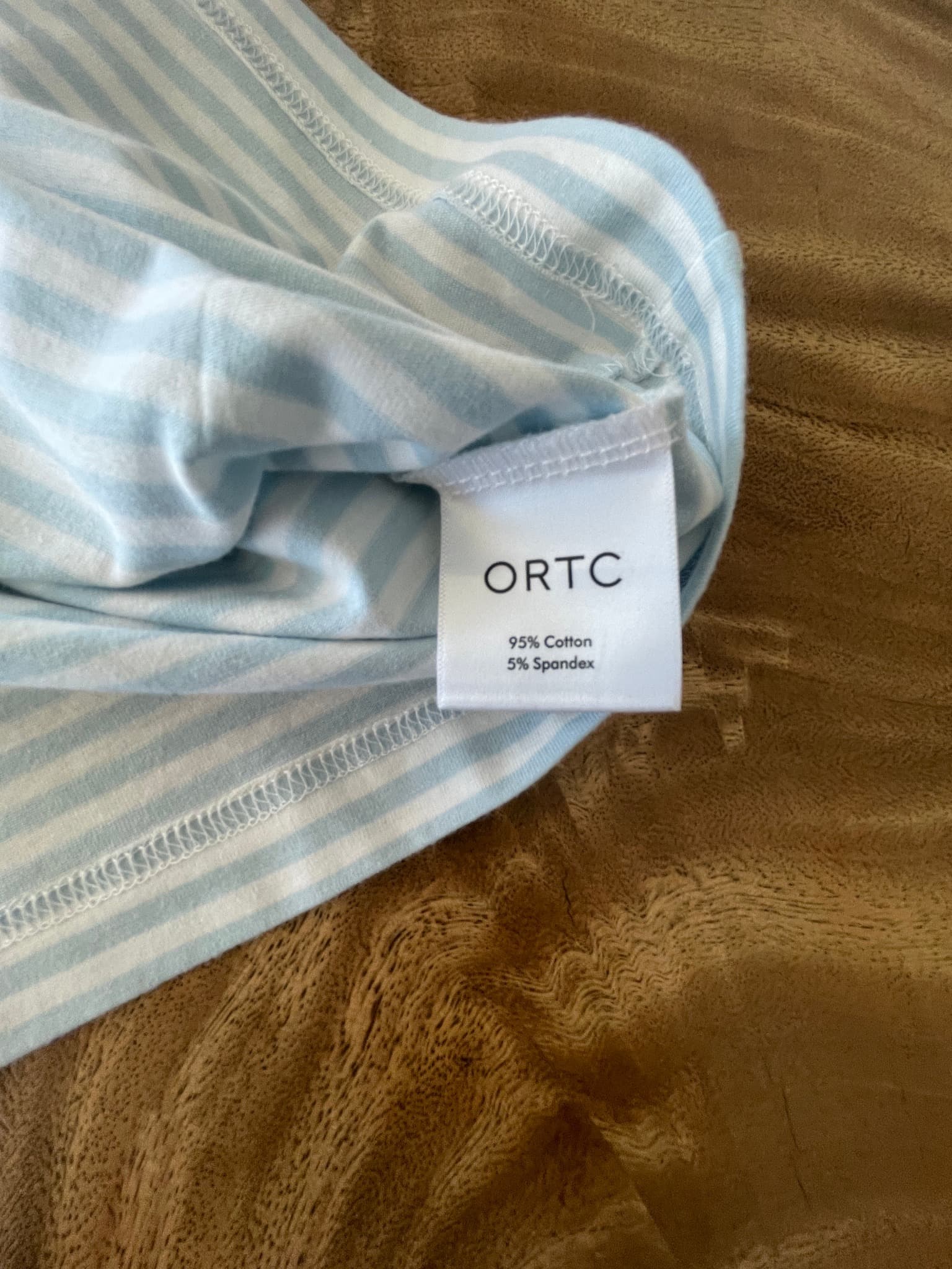 ORTC Striped T-Shirt Embroidered Logo Light Blue Oversize White Women's 10 — photo 4 of 9
