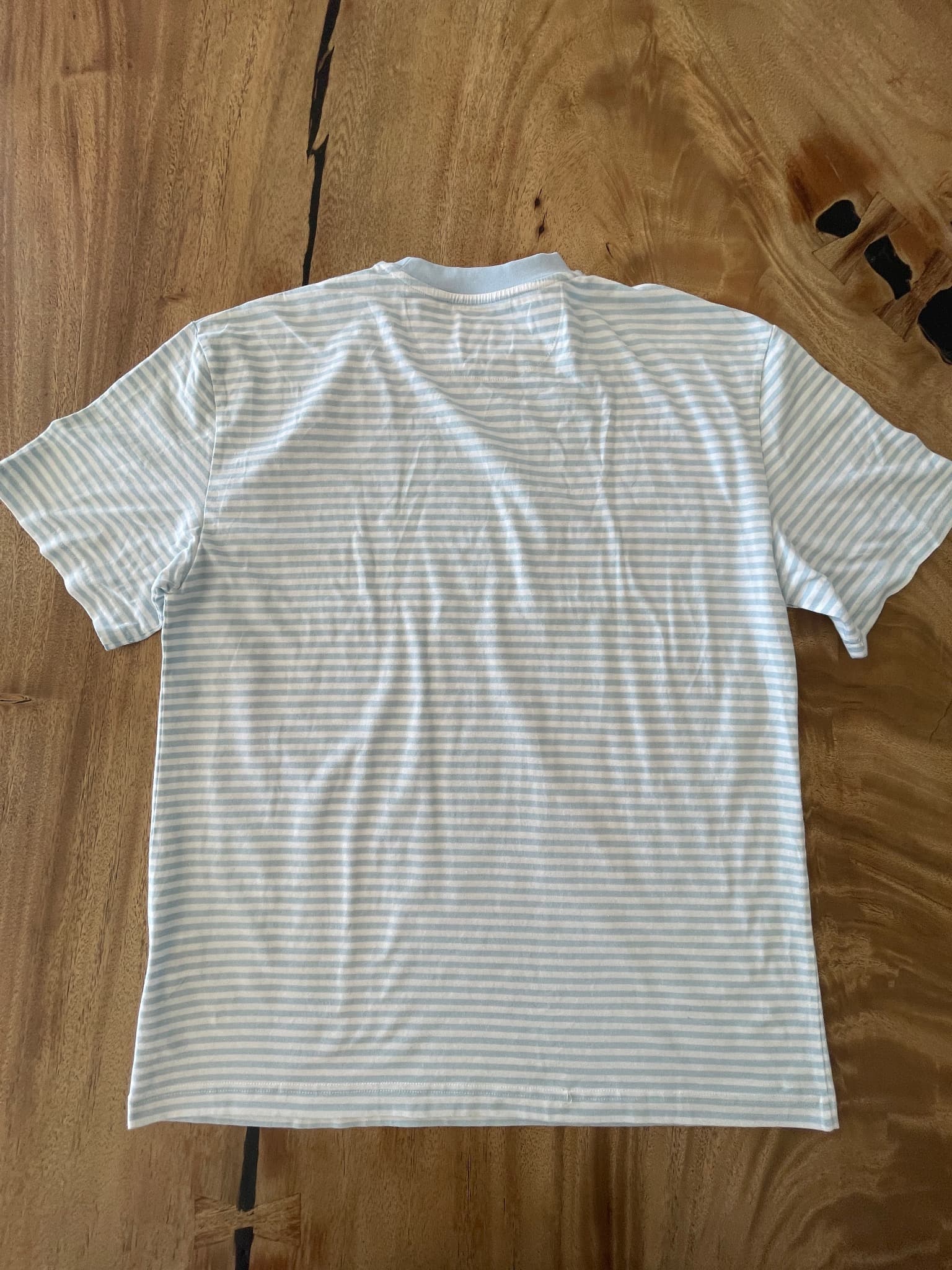 ORTC Striped T-Shirt Embroidered Logo Light Blue Oversize White Women's 10 — photo 6 of 9