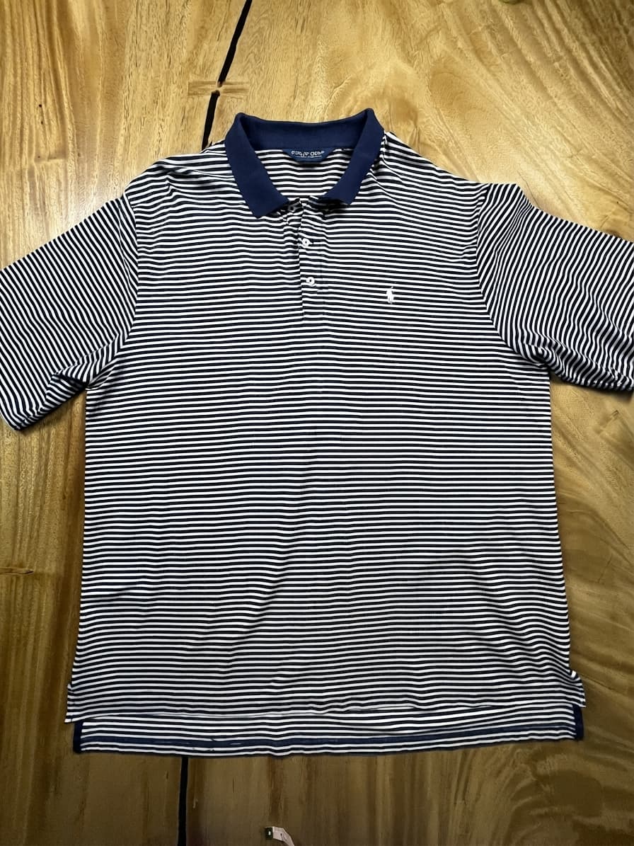 Polo Golf Ralph Lauren Polo Shirt Striped Blue White Men's XXL