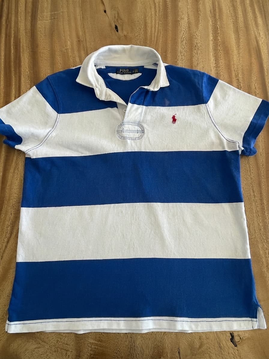 Polo Ralph Lauren Rugby Shirt Striped Blue and White Men's XL — photo 1 of 15