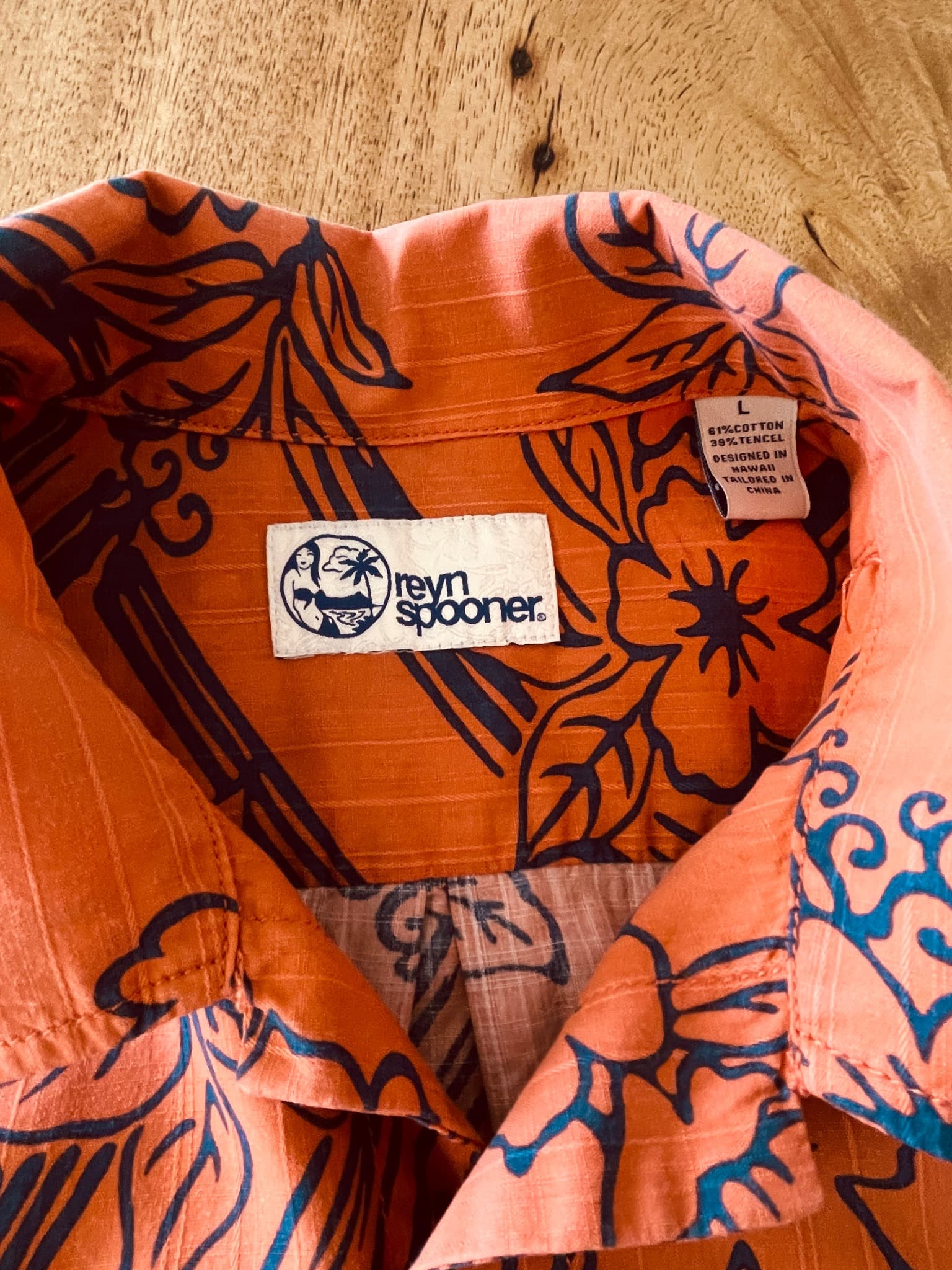 Reyn Spooner Vintage Floral Print Short Sleeve Button-Down Shirt Orange Men's L — photo 2 of 8