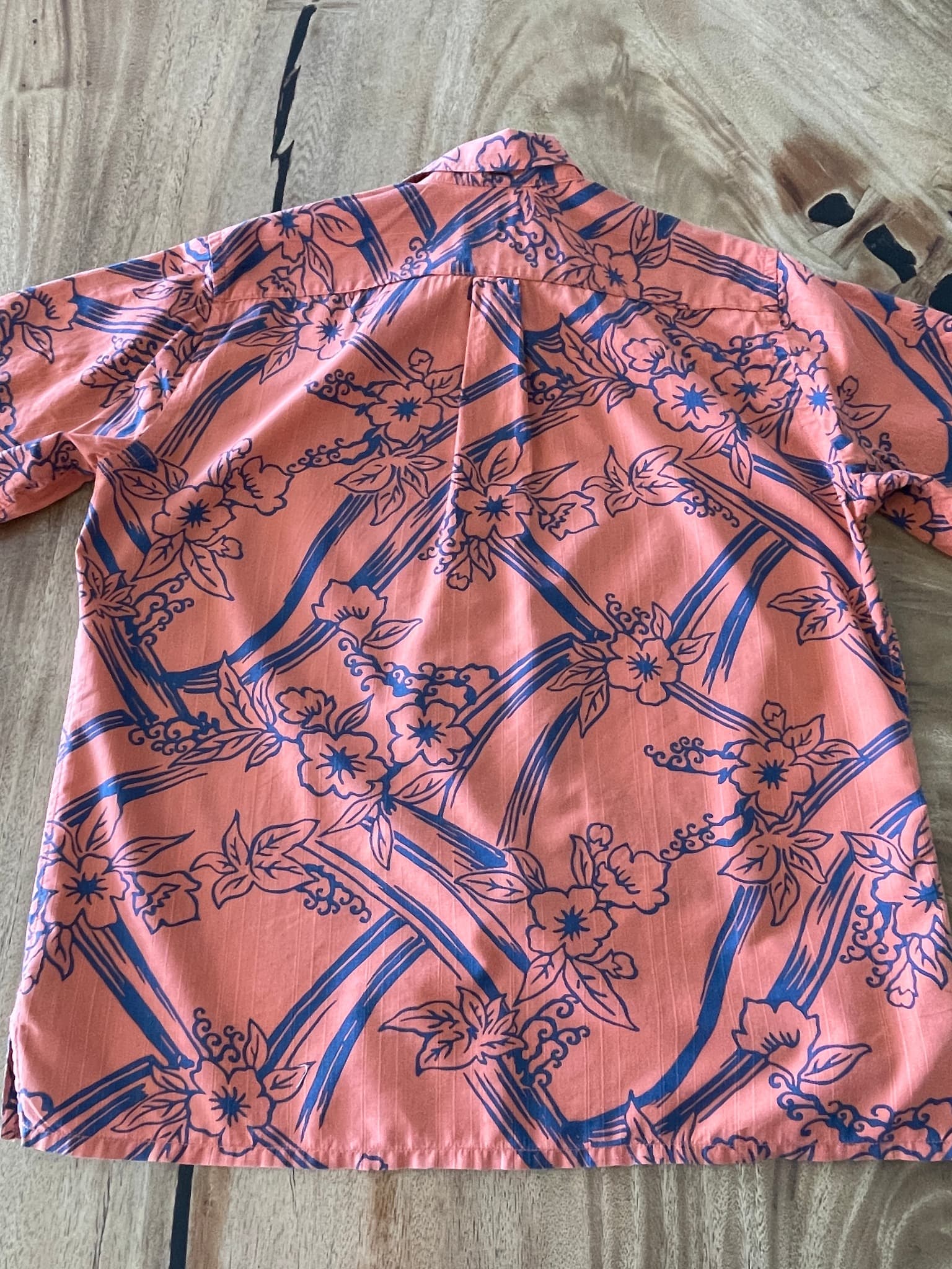 Reyn Spooner Vintage Floral Print Short Sleeve Button-Down Shirt Orange Men's L — photo 6 of 8