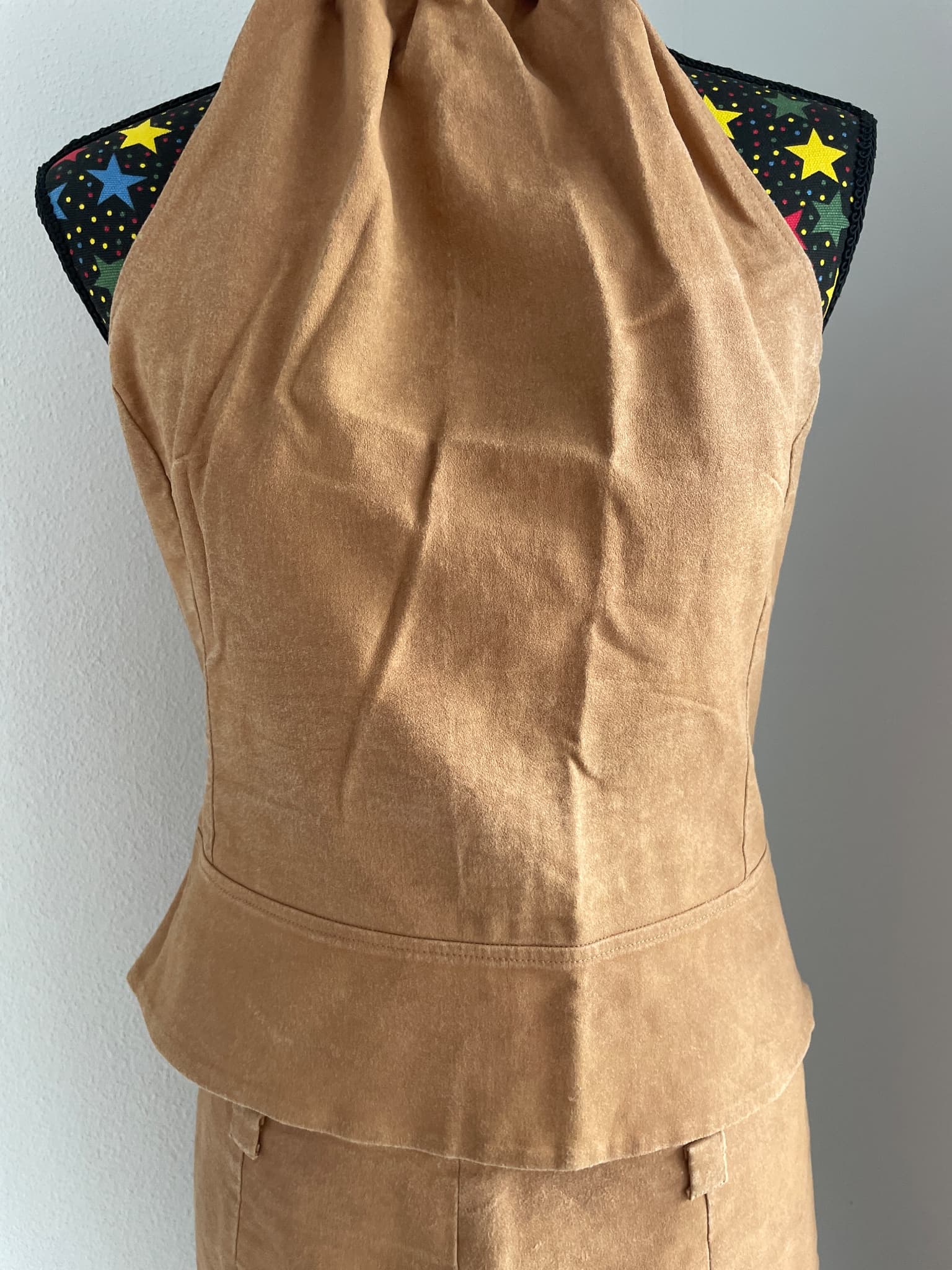 Seduce Faux Suede Fringe Two-Piece Set Tan Size 12 — photo 3 of 6