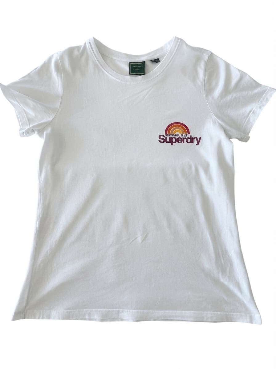 Superdry Women's White T-Shirt With Rainbow Logo Graphic — photo 1 of 5