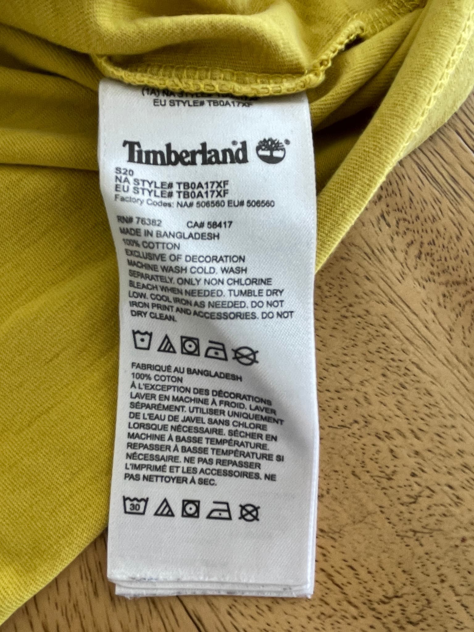 Timberland Logo T-Shirt Graphic Print Yellow Men's L — photo 4 of 7