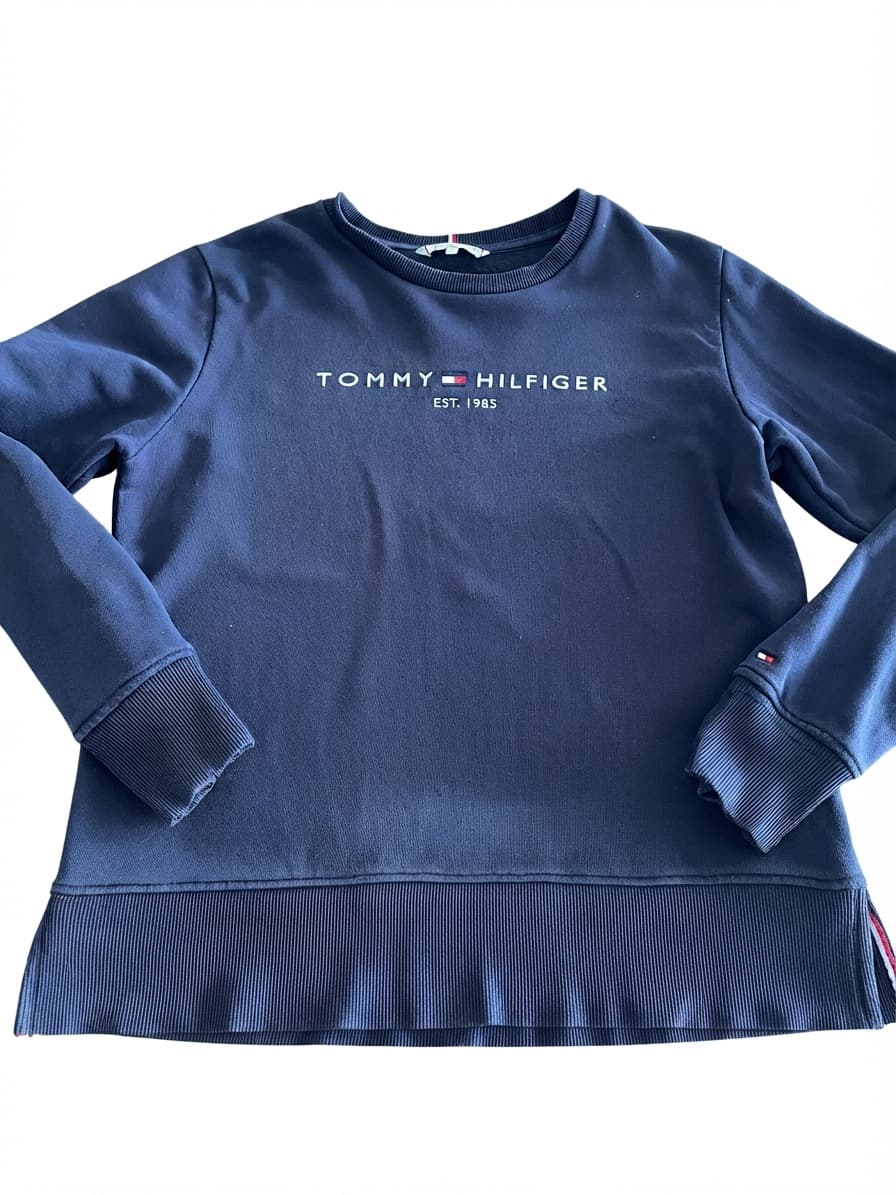 Tommy Hilfiger Est. 1985 Sweatshirt Embroidered Logo Navy Blue Unisex S — photo 1 of 10