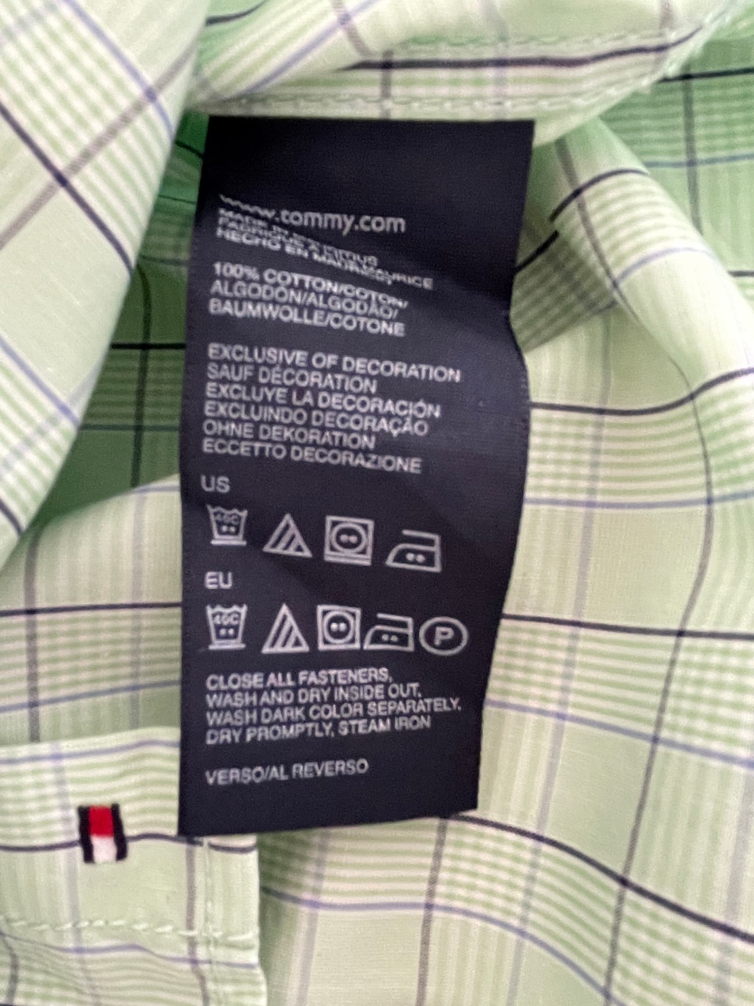 Tommy Hilfiger Long Sleeve Button-Down Shirt Plaid Light Green Men's M — photo 5 of 9