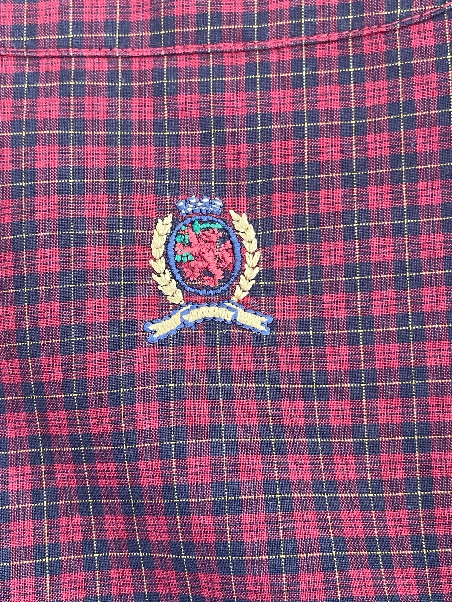 Tommy Hilfiger Long Sleeve Button-Down Shirt Plaid Red Navy Men's L — photo 3 of 10
