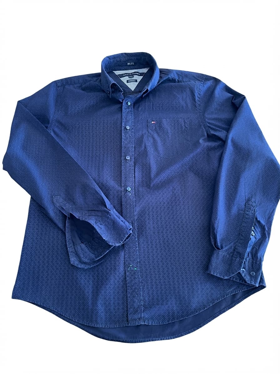 Tommy Hilfiger Long Sleeve Shirt Geometric Dot Print Navy Blue Men's M — photo 1 of 5