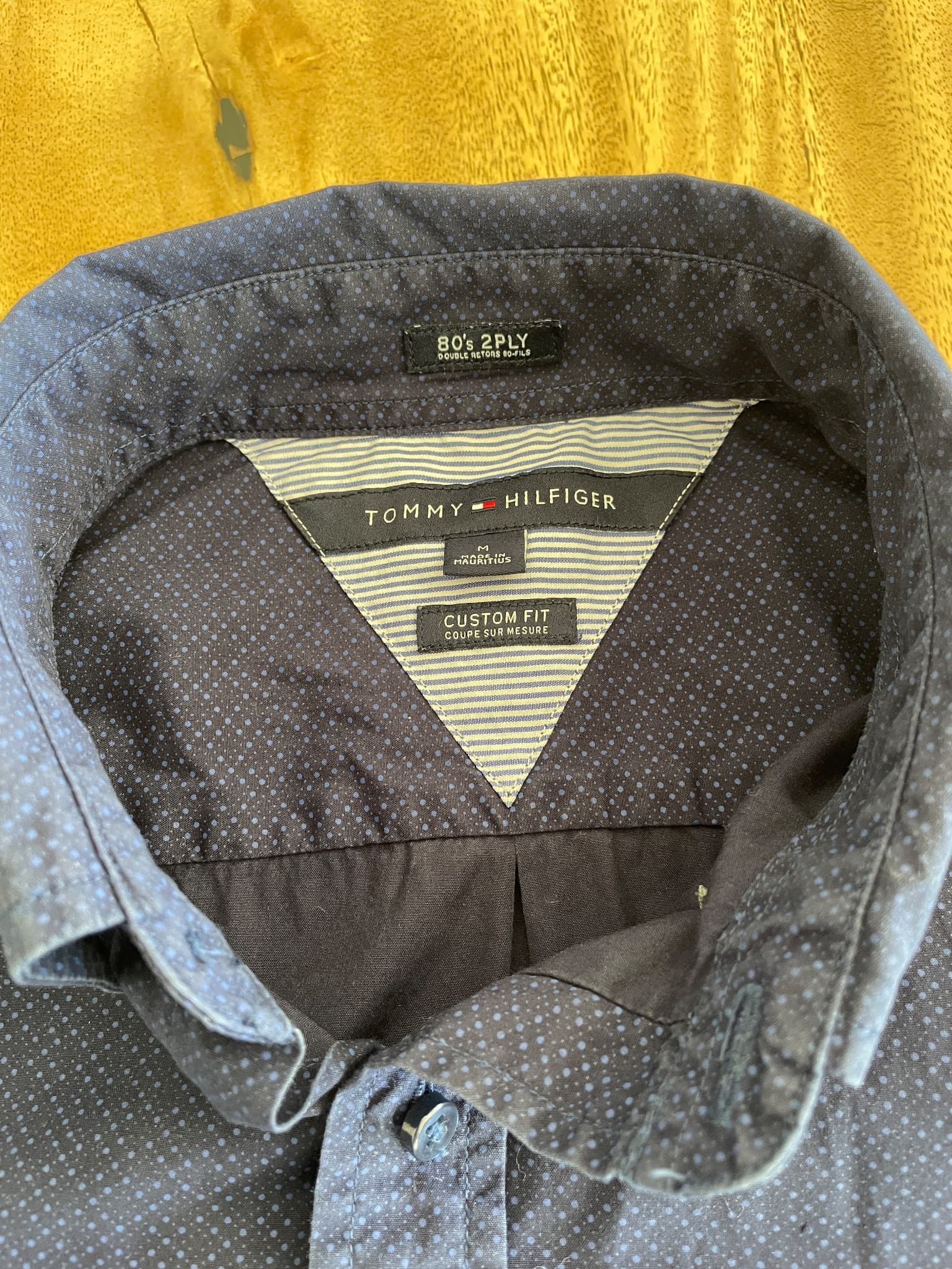 Tommy Hilfiger Long Sleeve Shirt Geometric Dot Print Navy Blue Men's M — photo 2 of 5