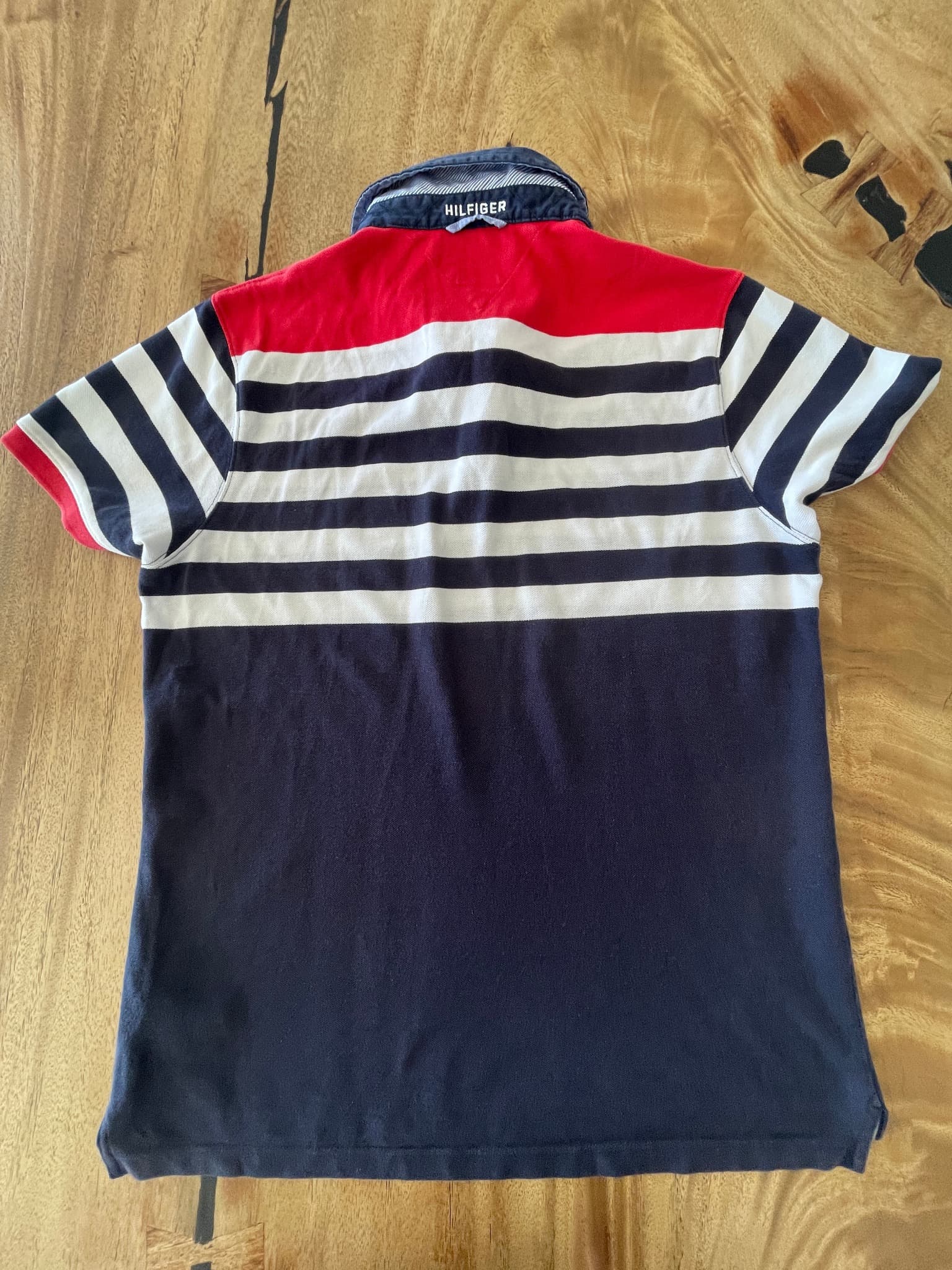 Tommy Hilfiger Polo Shirt Striped Slim Fit Navy Red White Men's XL — photo 8 of 12