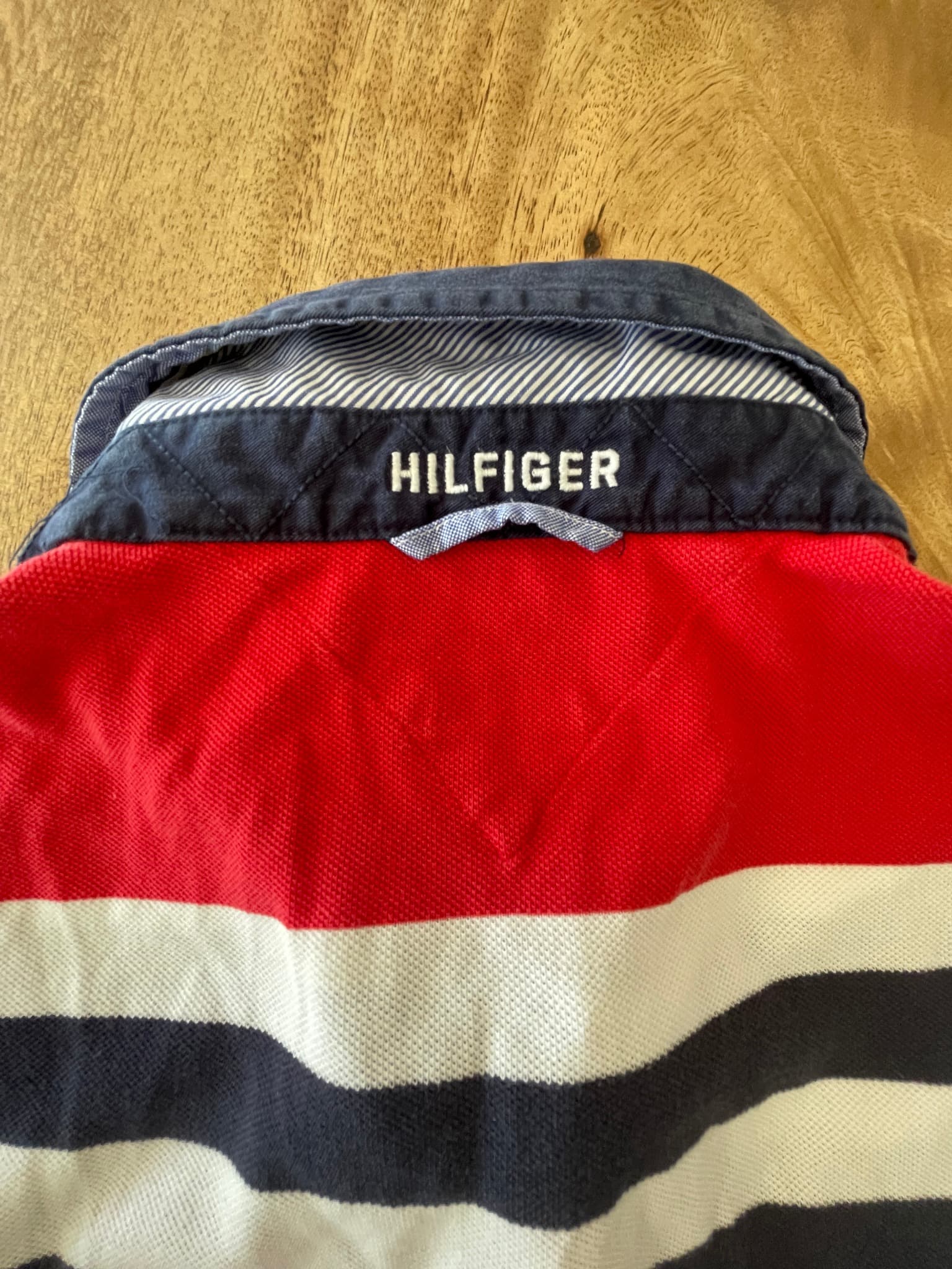 Tommy Hilfiger Polo Shirt Striped Slim Fit Navy Red White Men's XL — photo 9 of 12