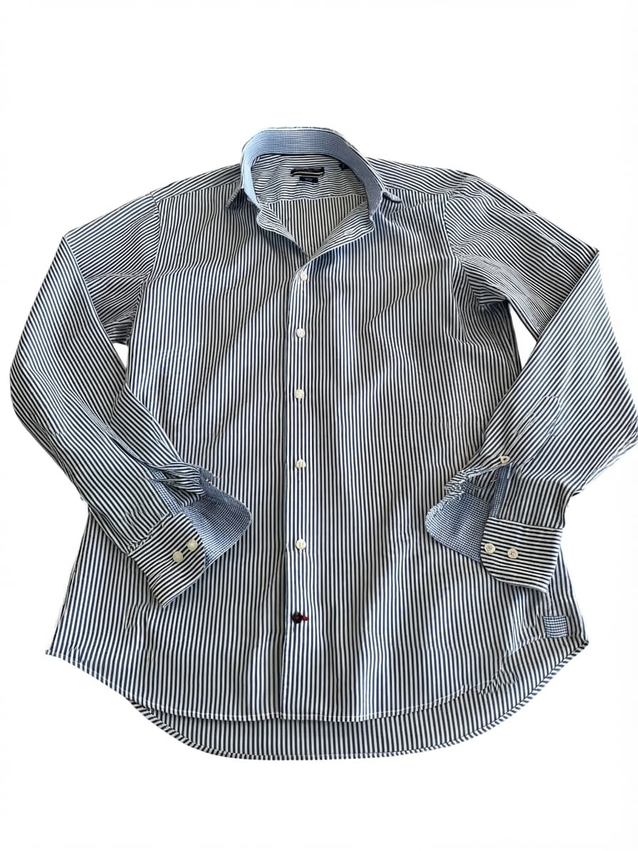Tommy Hilfiger Tailored Dress Shirt Striped Blue and White Men's 15 1/2 — photo 1 of 8