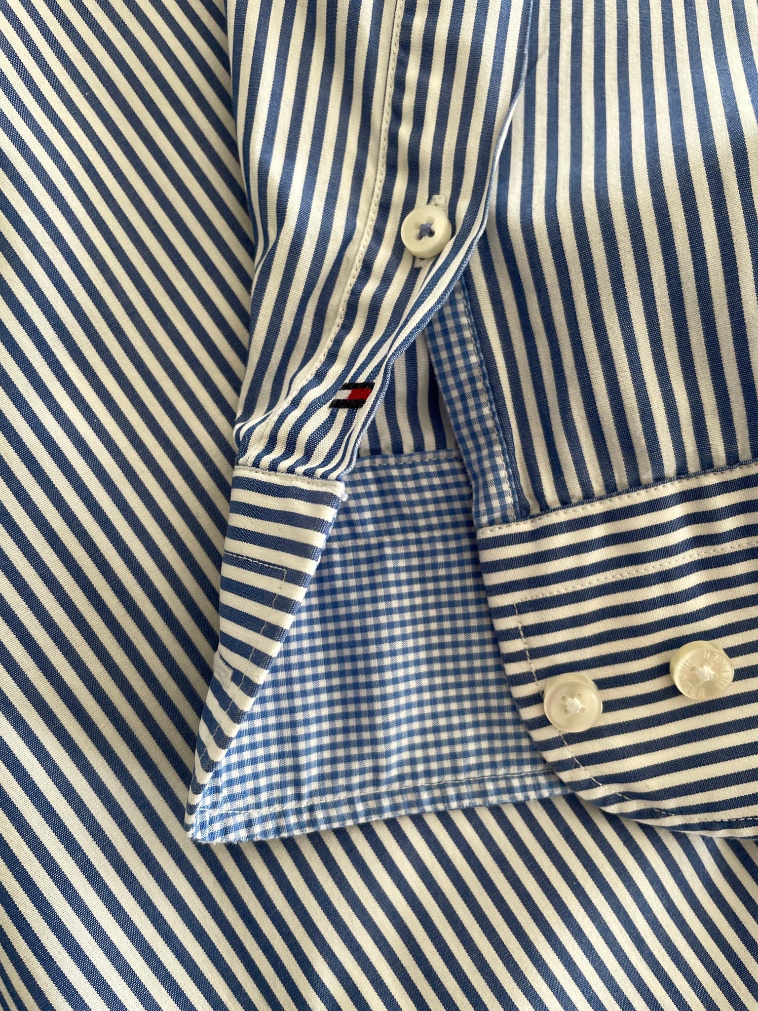 Tommy Hilfiger Tailored Dress Shirt Striped Blue and White Men's 15 1/2 — photo 4 of 8