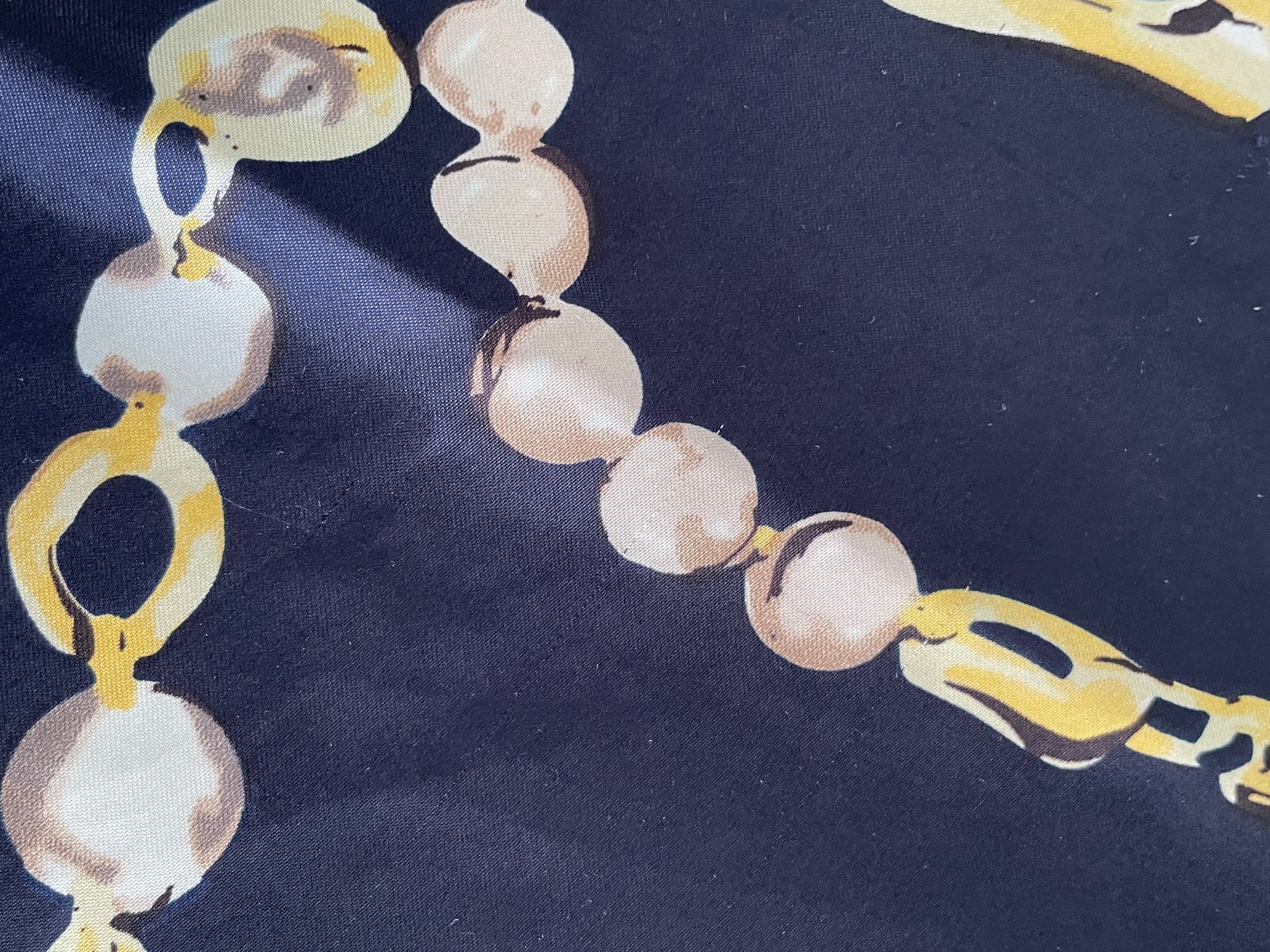 Unbranded Square Scarf Gold Chain And Pearl Print Black Women's One Size — photo 4 of 6