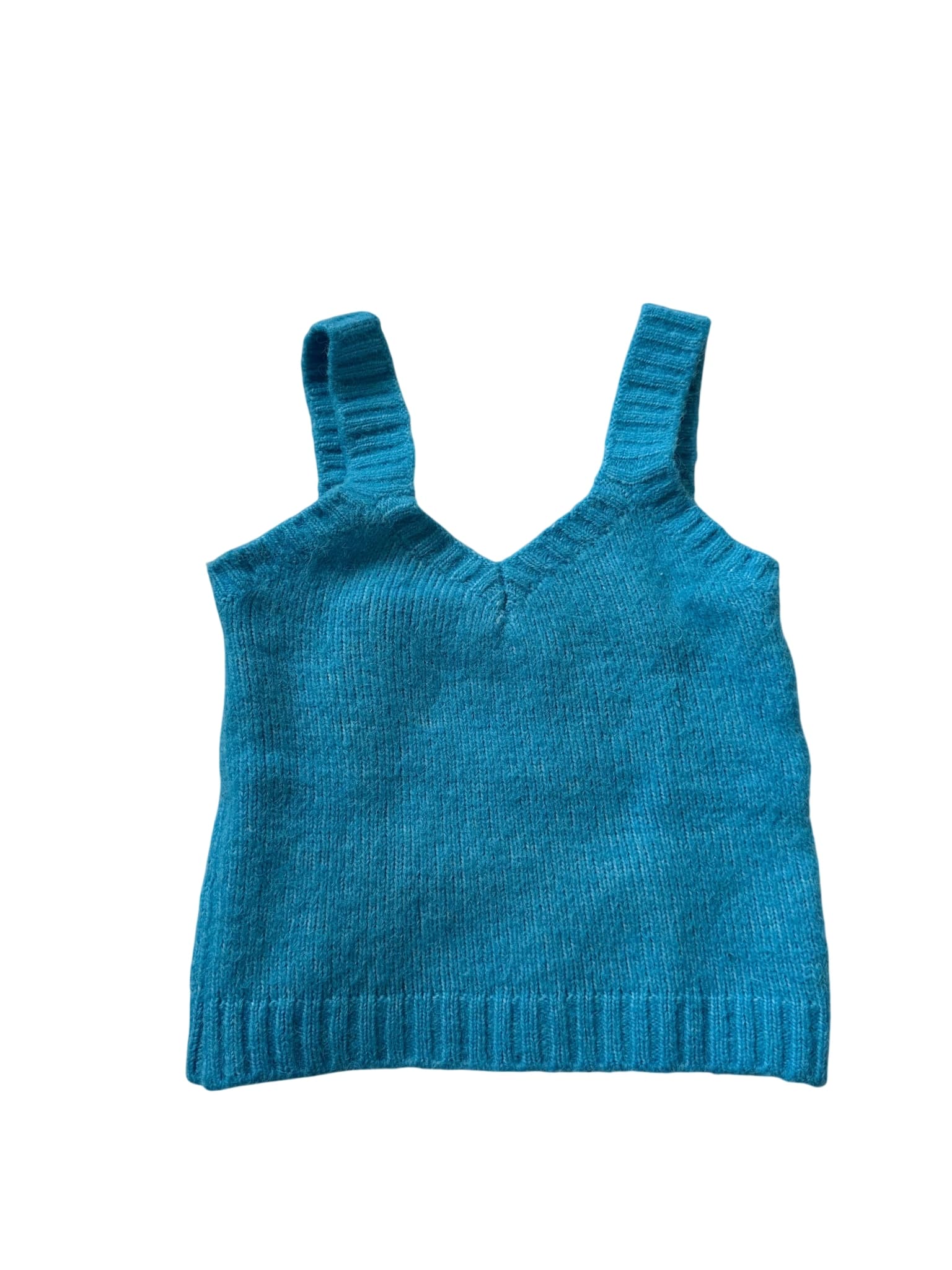 Blue Knit V-Neck Tank Top — photo 1 of 2