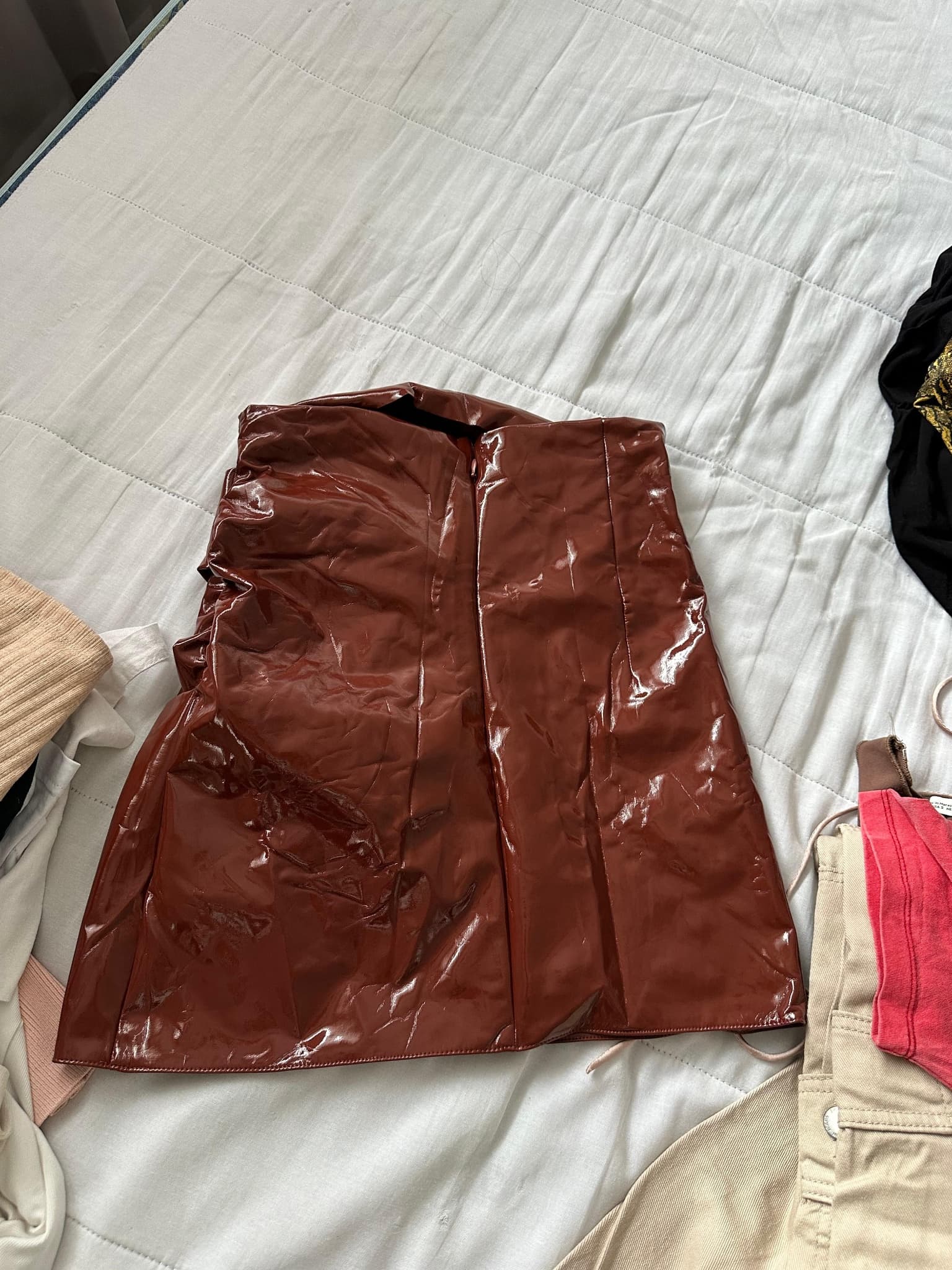 Brown Patent Faux Leather Mini Skirt — photo 2 of 2