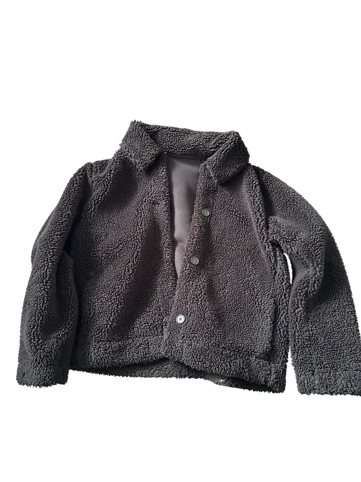 Fluffy Yarn Fleece Button-Up Jacket