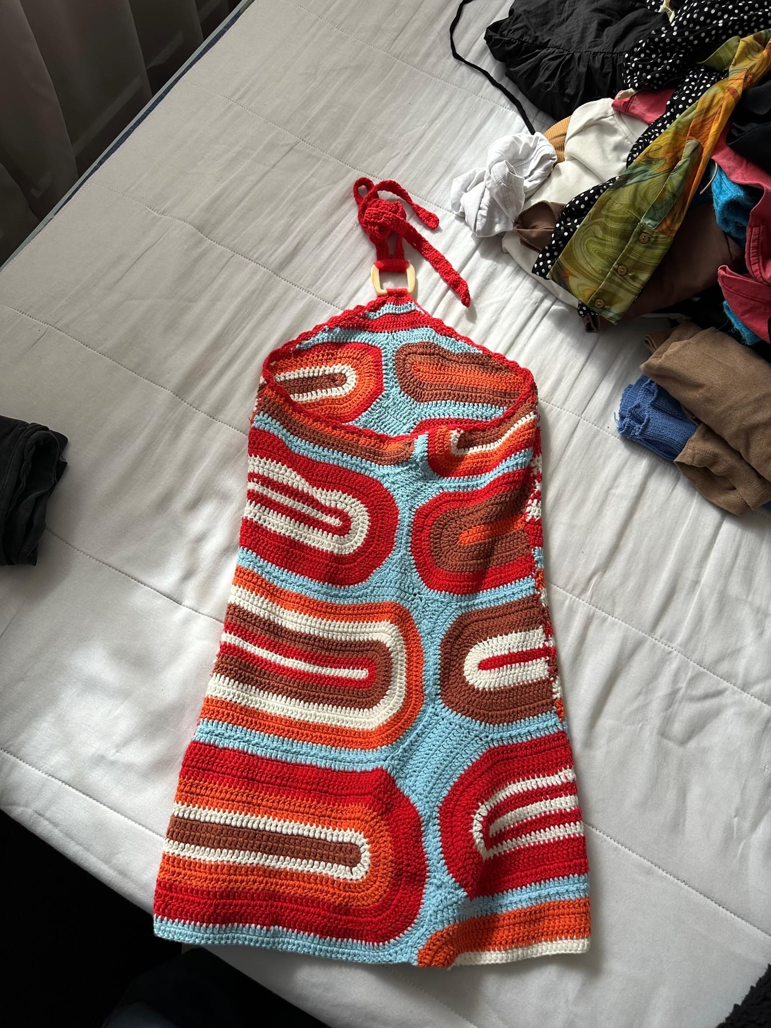 JADED Retro Geometric Crochet Halter Mini Dress — photo 3 of 3