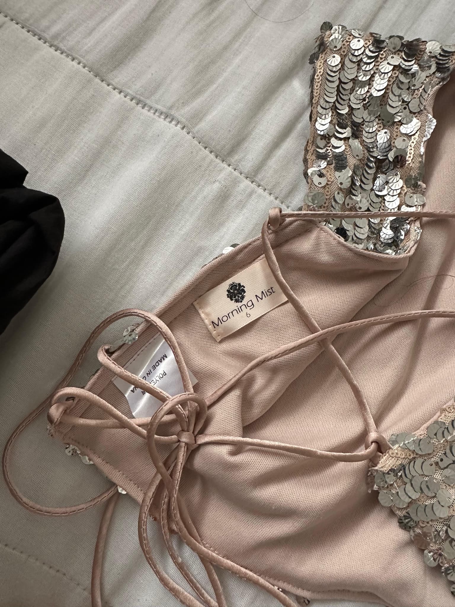 Morning Mist Silver Sequin Lace-Up Crop Vest Top — photo 2 of 2