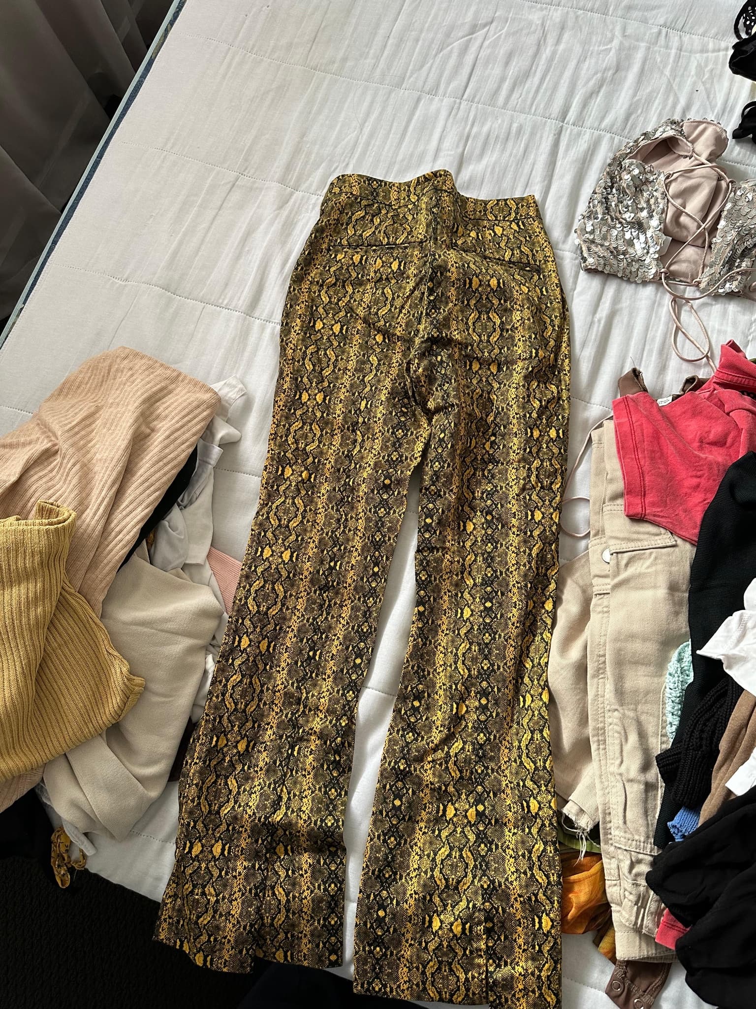 Yellow Snakeskin Print Trousers — photo 2 of 2
