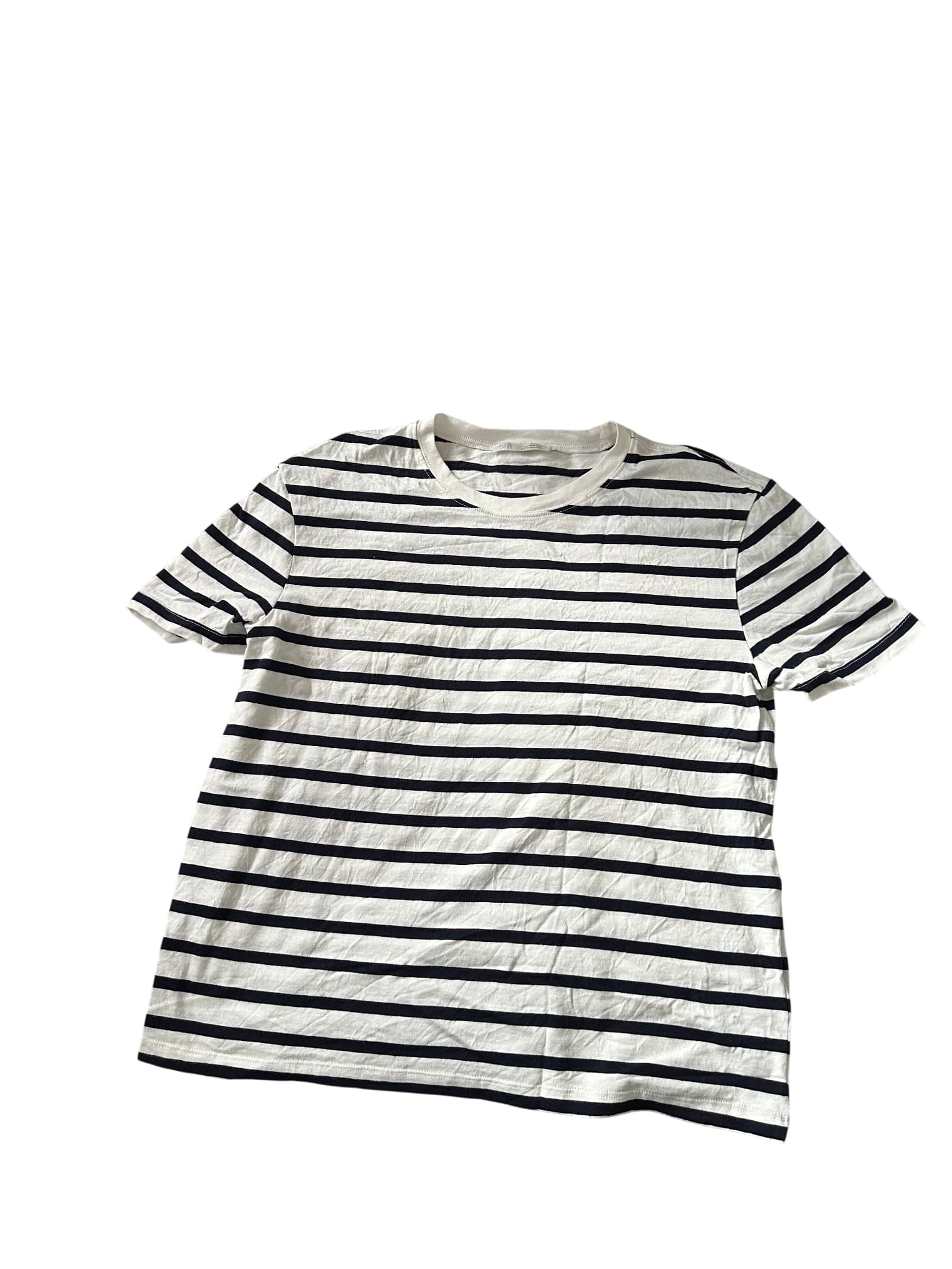 Zara Black and White Striped Crew Neck T-Shirt — photo 1 of 2