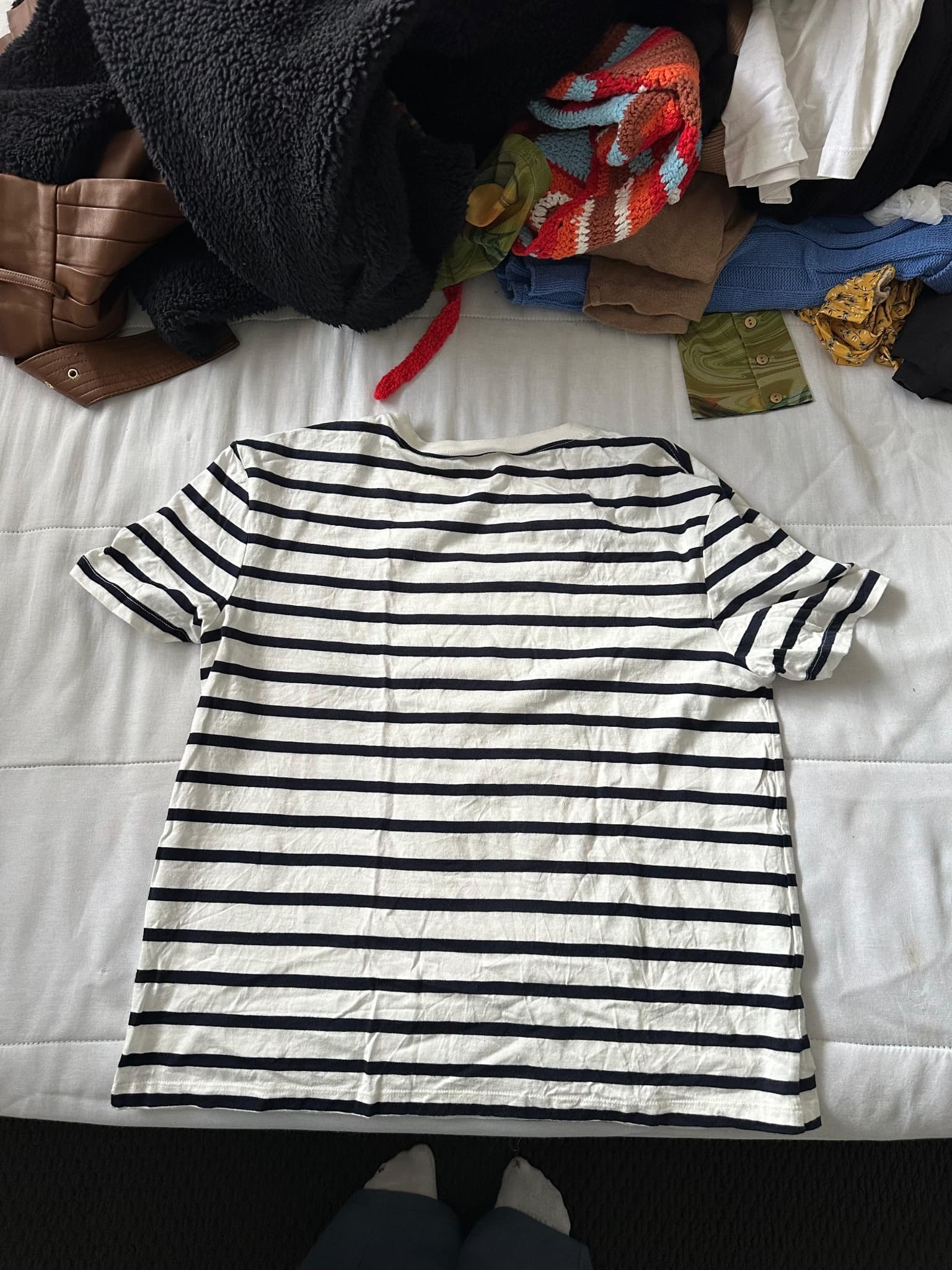 Zara Black and White Striped Crew Neck T-Shirt — photo 2 of 2