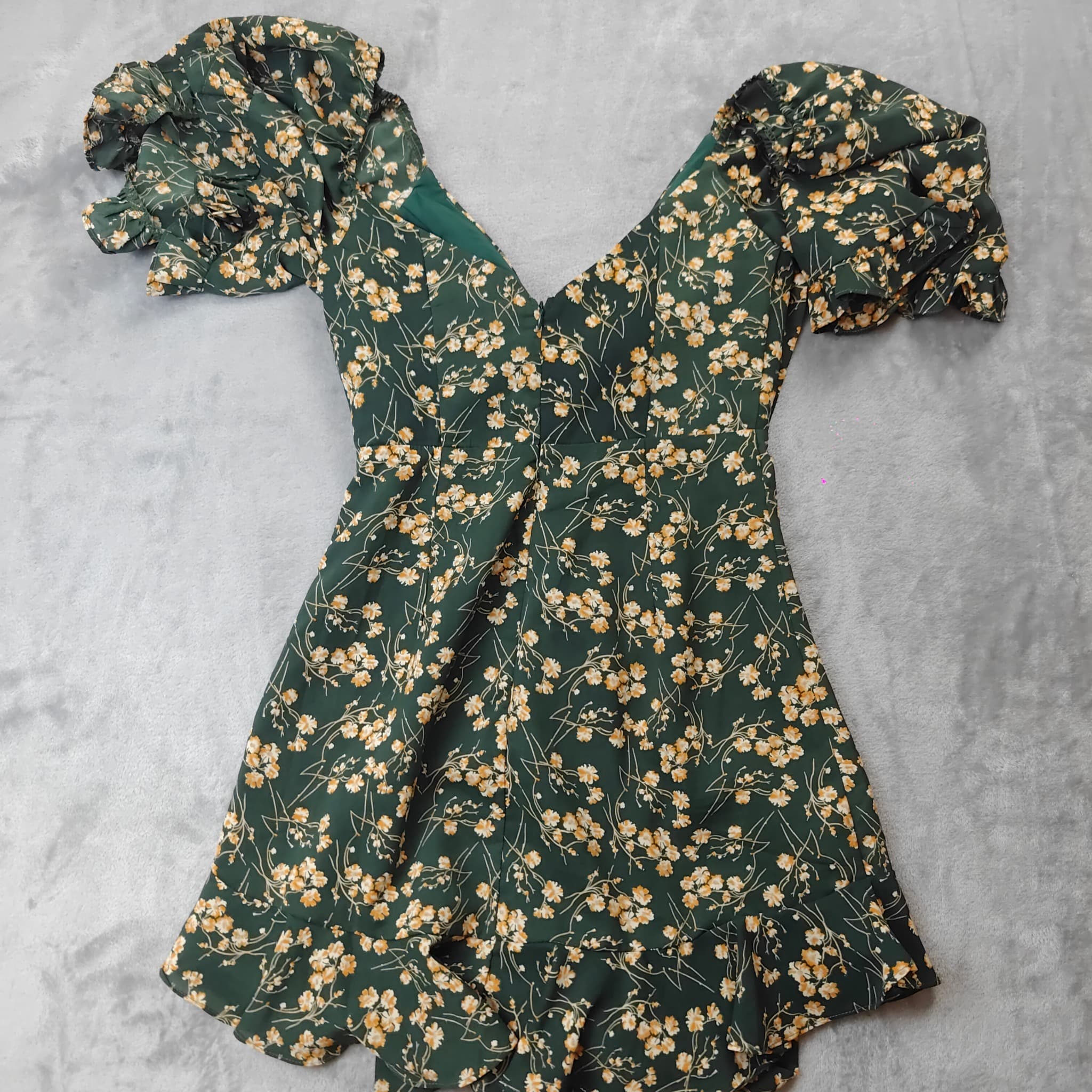 Angel Biba Floral Print V-Neck Ruffle Hem Mini Dress Size AU 8 — photo 6 of 8