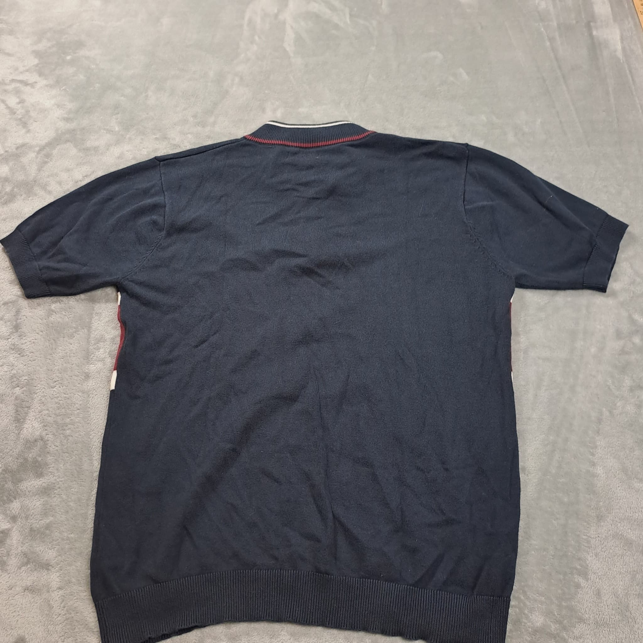 Arnold Palmer Men's Short Sleeve Quarter Zip Knit Polo Shirt Size M Navy Red — photo 6 of 6