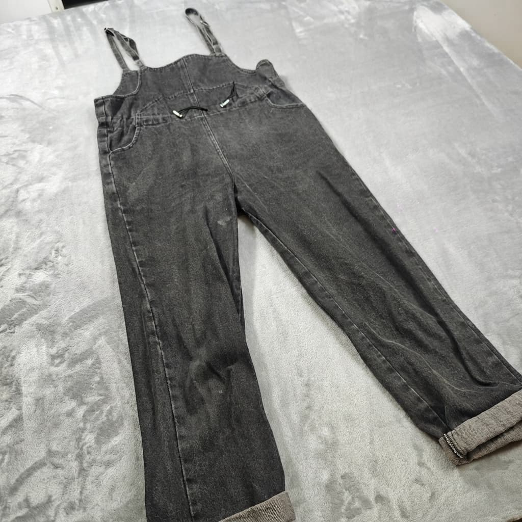 Beilala Women's Black Denim Overalls With Drawstring Waist — photo 1 of 6