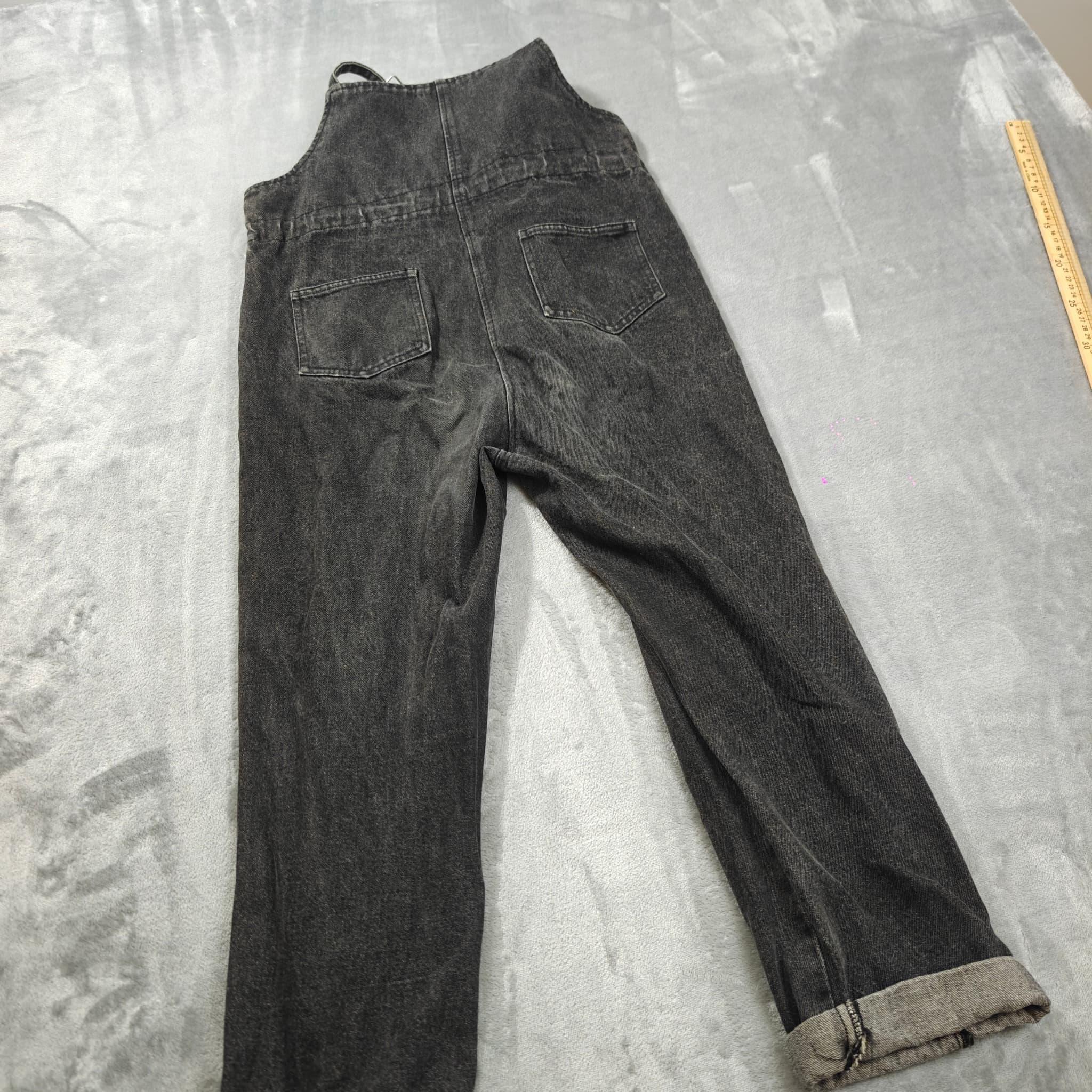 Beilala Women's Black Denim Overalls With Drawstring Waist — photo 6 of 6