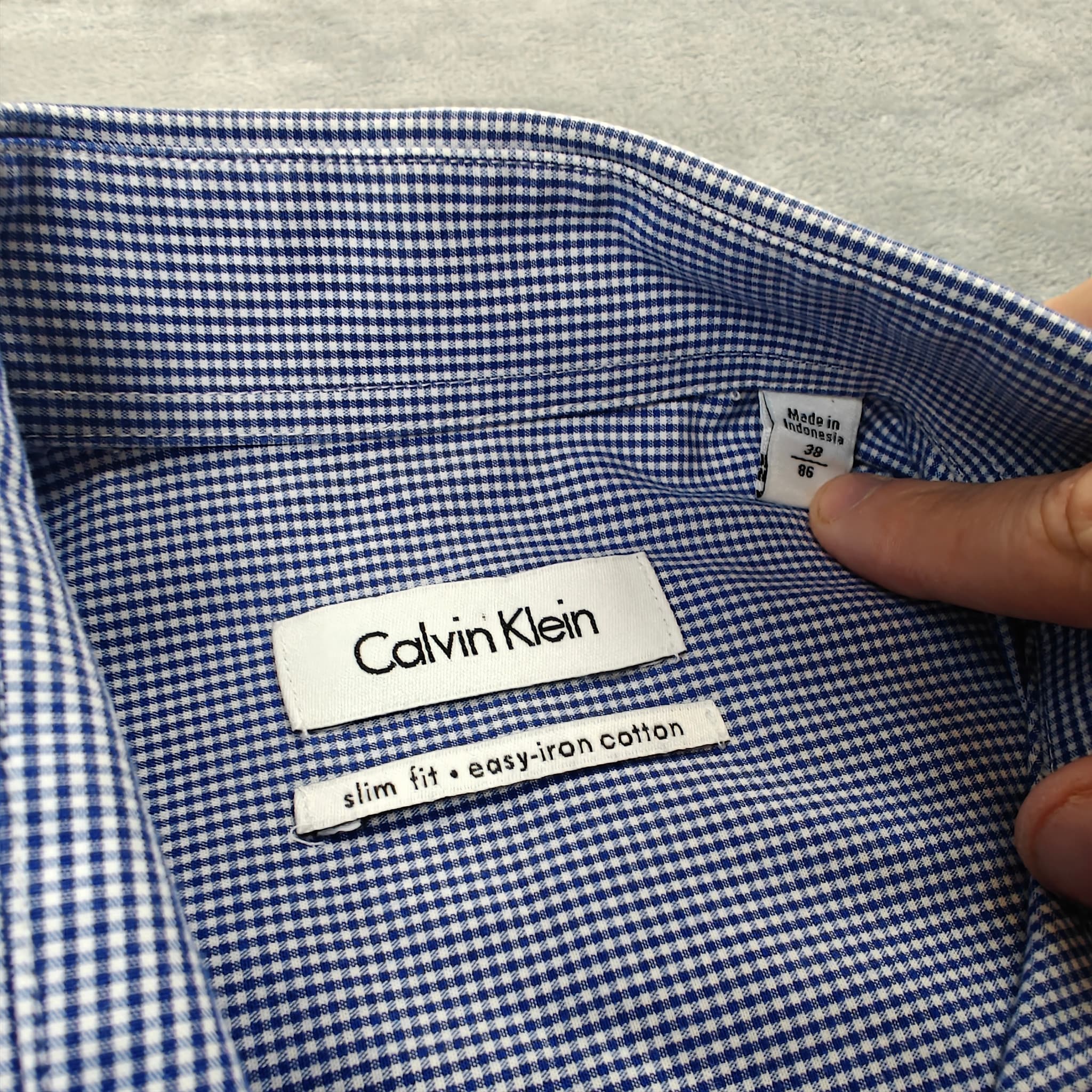 Calvin Klein Men's Slim Fit Easy Iron Gingham Dress Shirt — photo 3 of 7