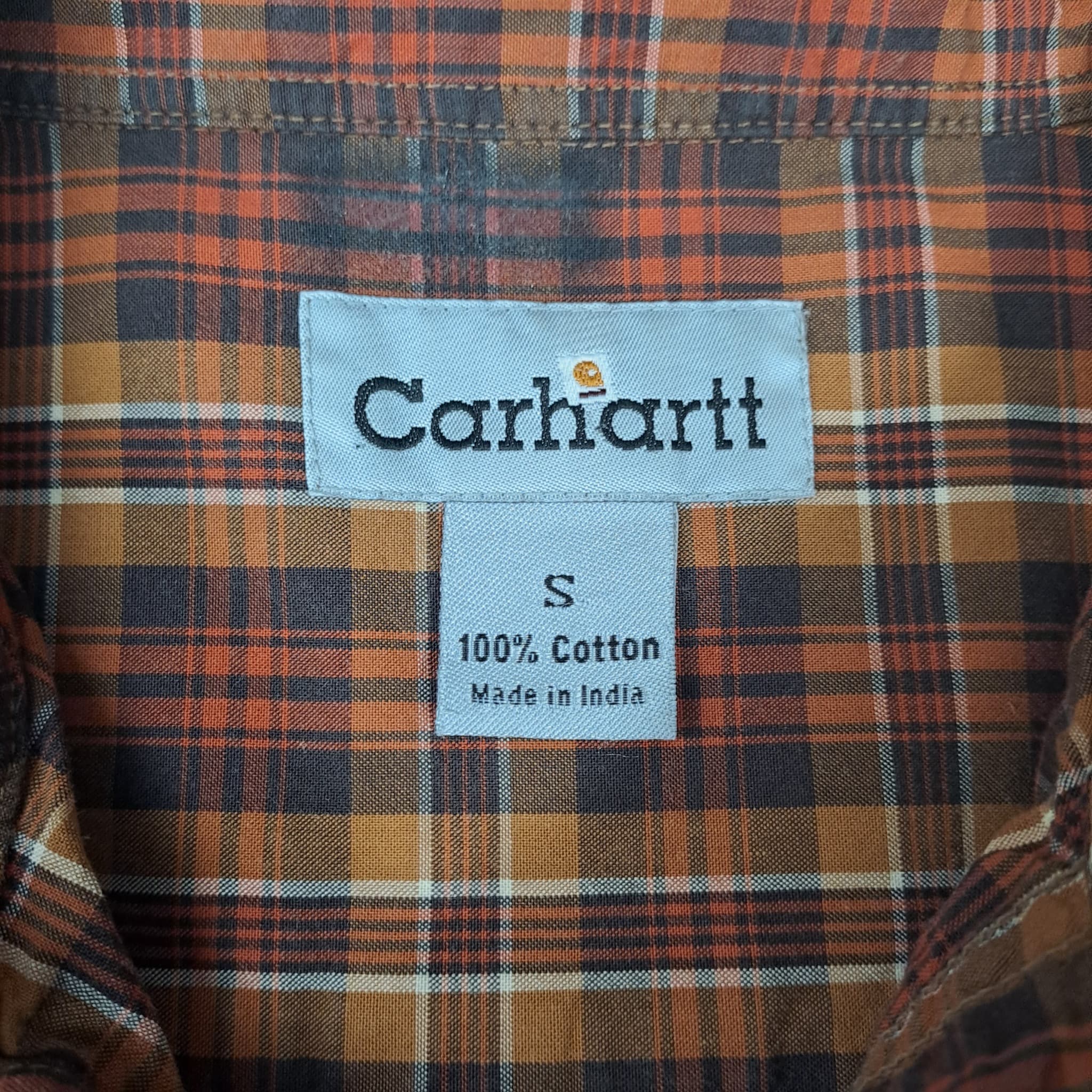 Carhartt Men's Brown Plaid Long Sleeve Button-Down Flannel Shirt Size S — photo 2 of 9