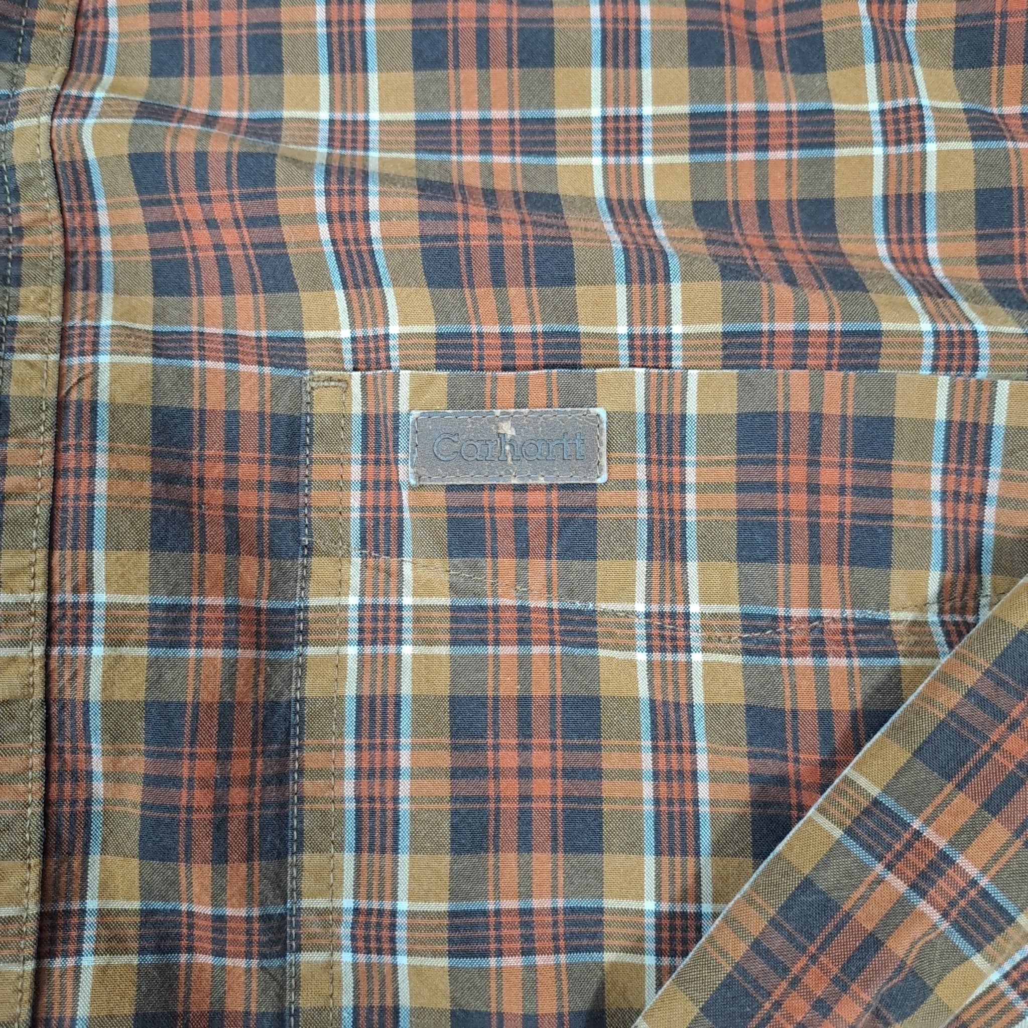 Carhartt Men's Brown Plaid Long Sleeve Button-Down Flannel Shirt Size S — photo 3 of 9
