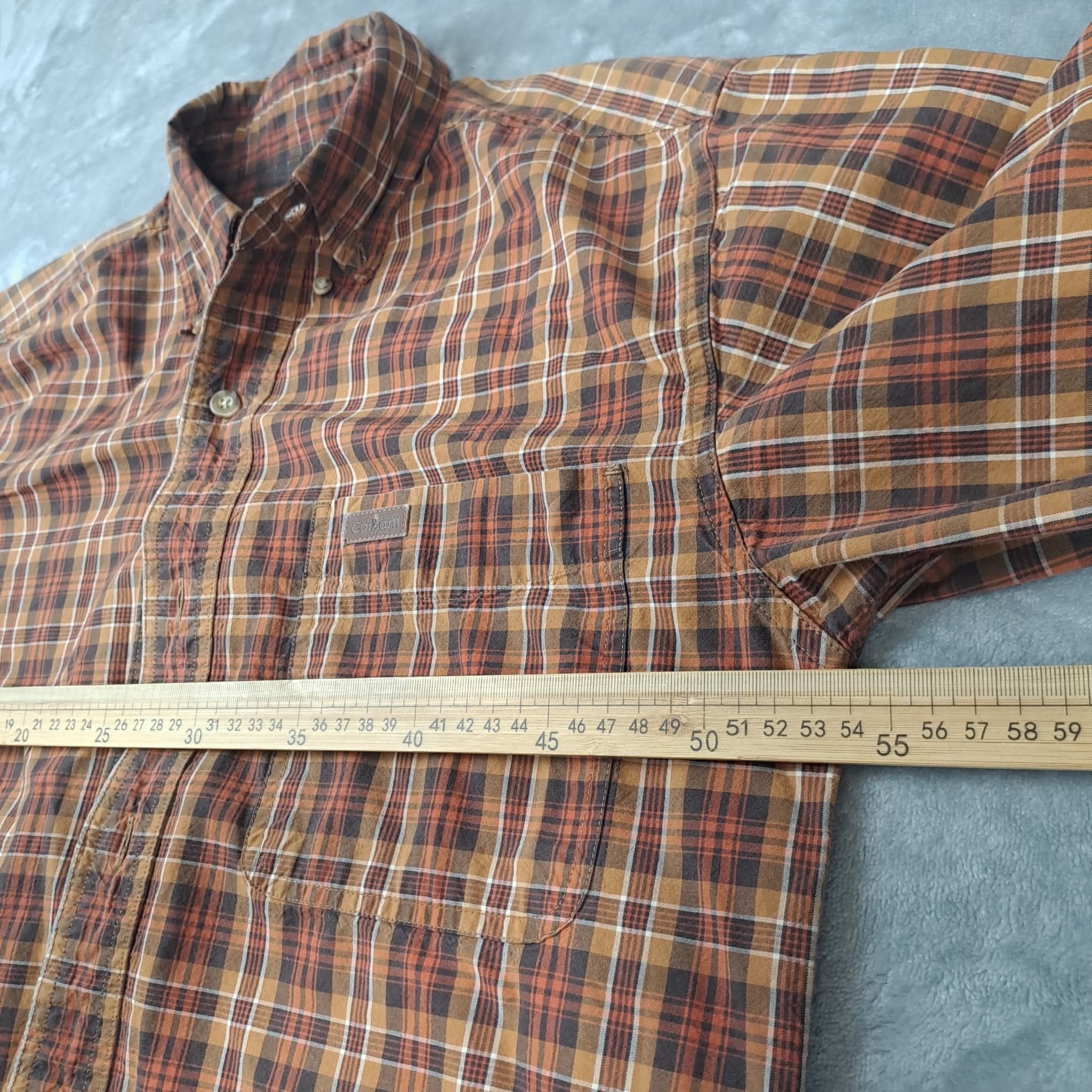 Carhartt Men's Brown Plaid Long Sleeve Button-Down Flannel Shirt Size S — photo 7 of 9