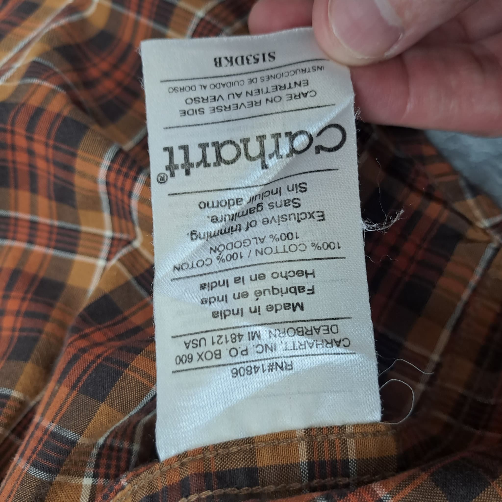 Carhartt Men's Brown Plaid Long Sleeve Button-Down Flannel Shirt Size S — photo 4 of 9