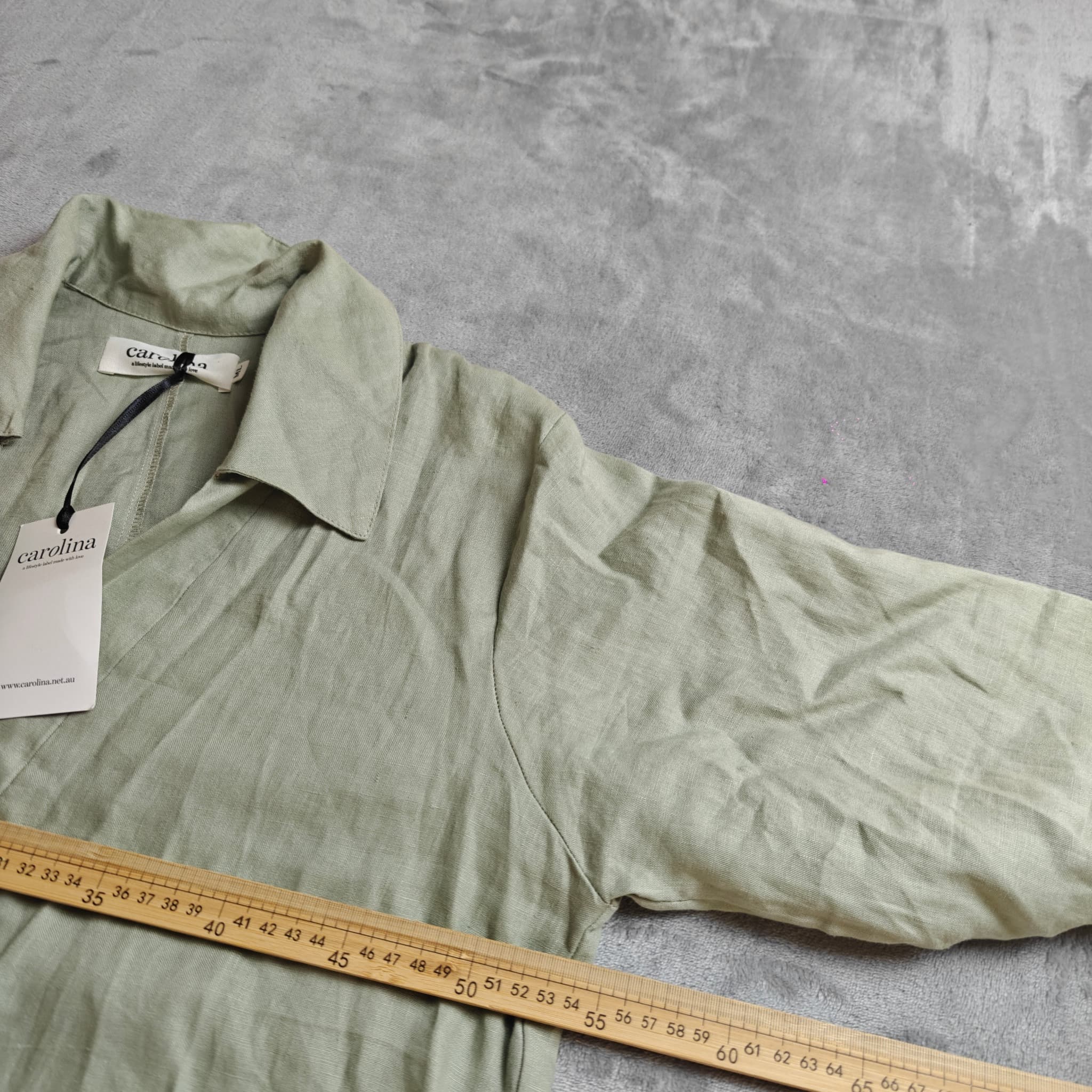 Carolina Lifestyle Sage Green Linen V-Neck Tunic Dress Size M/L New With Tags — photo 4 of 6